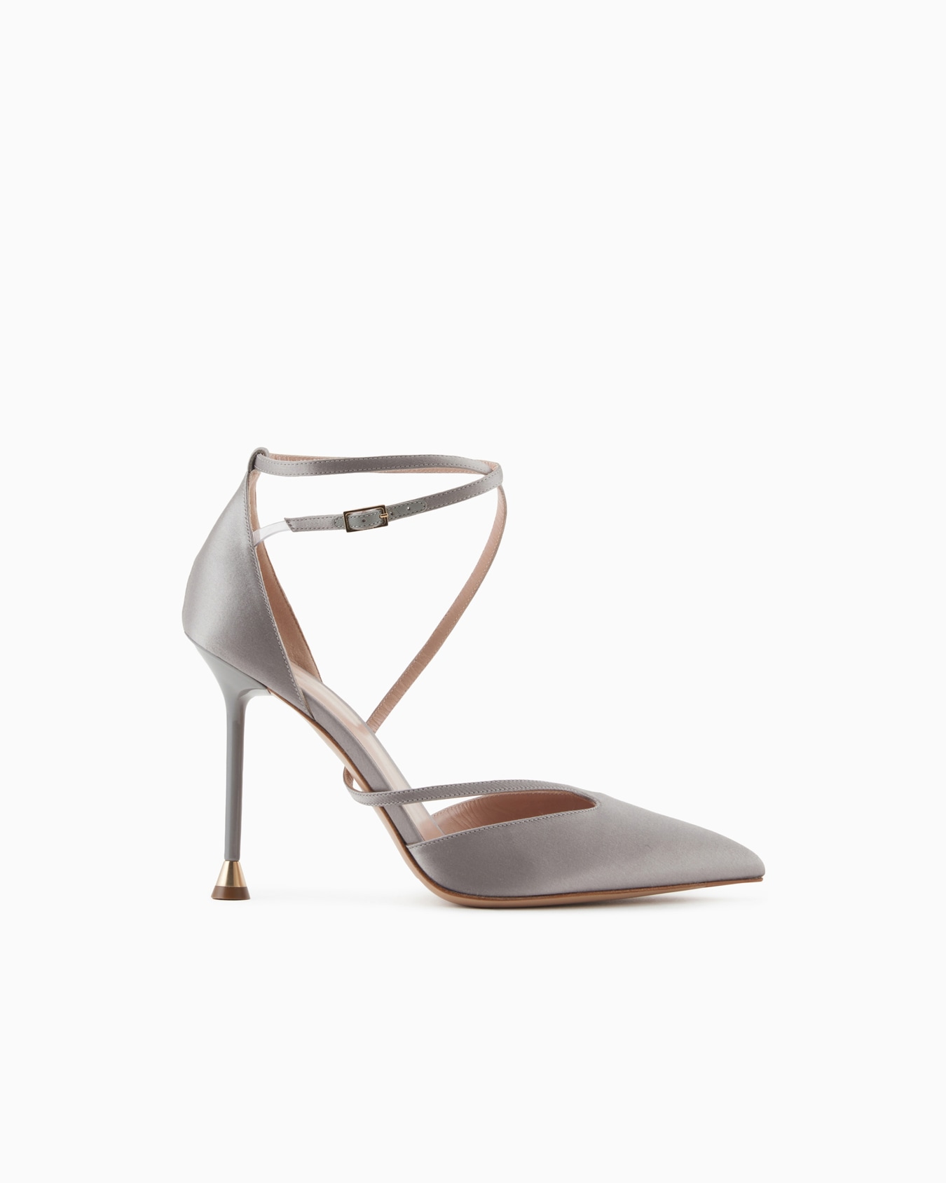 Satin court shoes with strap Slide 0