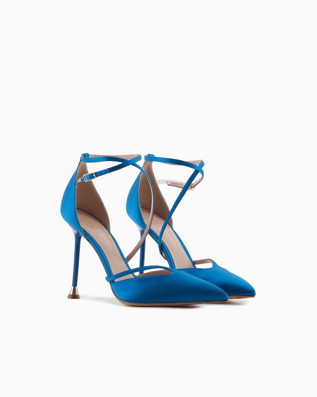 Satin court shoes with strap Slide 1
