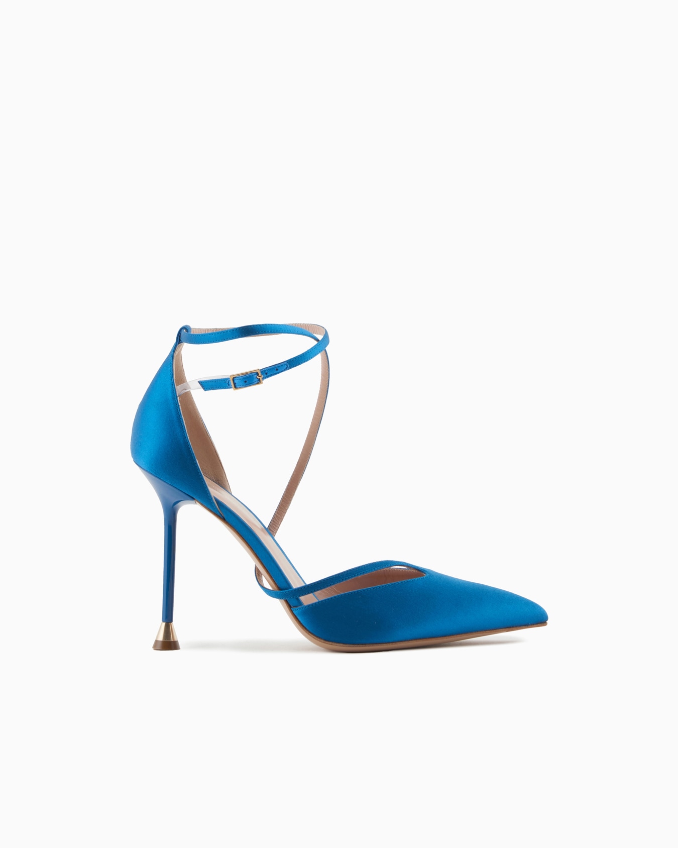 Satin court shoes with strap Slide 0