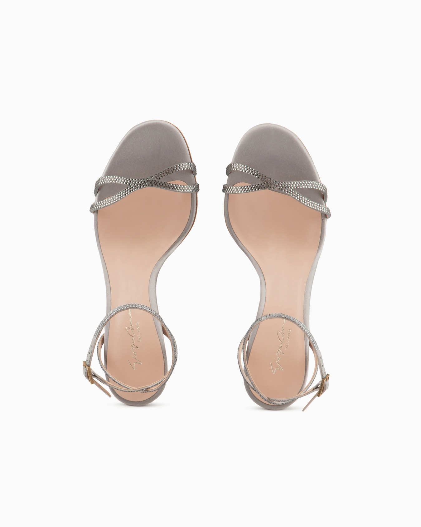 Satin and rhinestone heeled sandals Slide 2