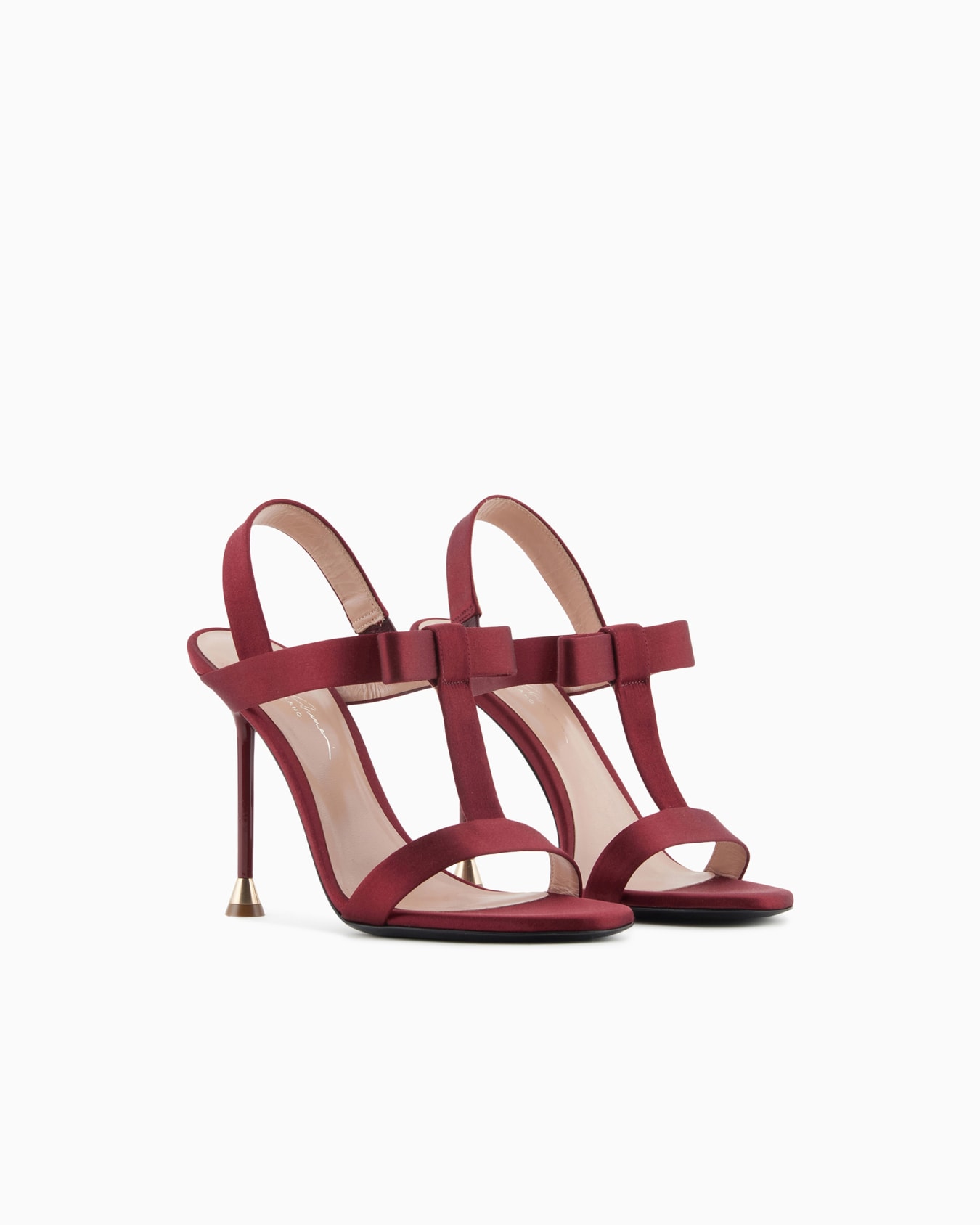 Brushed leather T-bar sandals with bow Slide 1