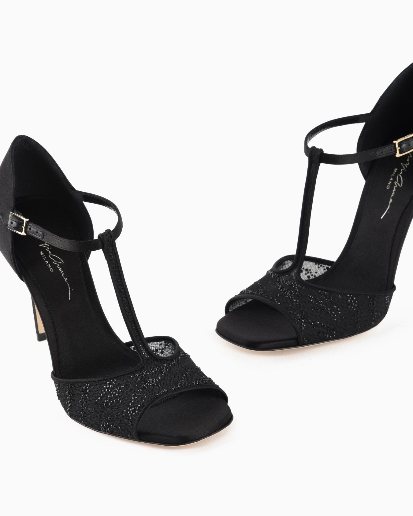 Sandalia con tira en forma de T de malla y strass Diapositiva 4