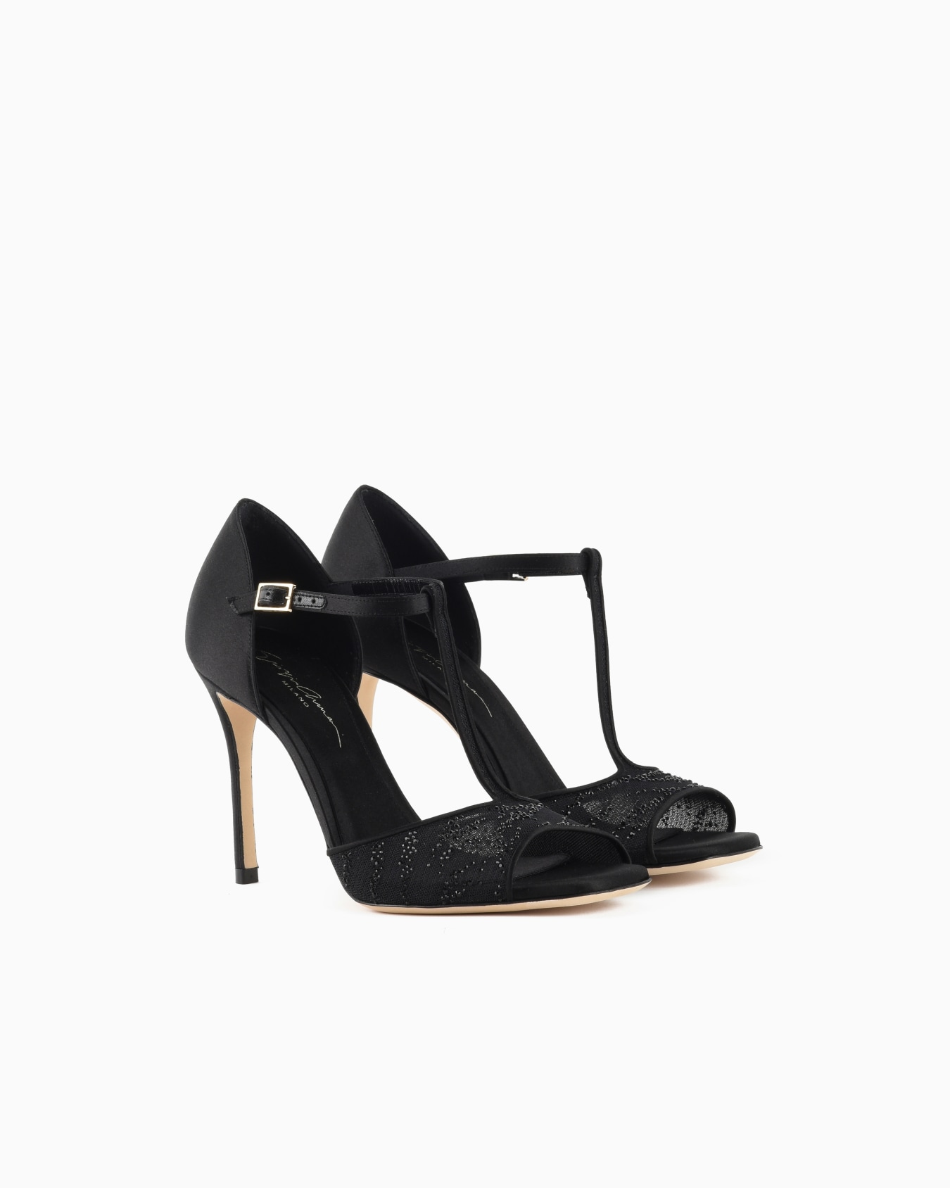 Mesh and rhinestone T-bar sandals Slide 1