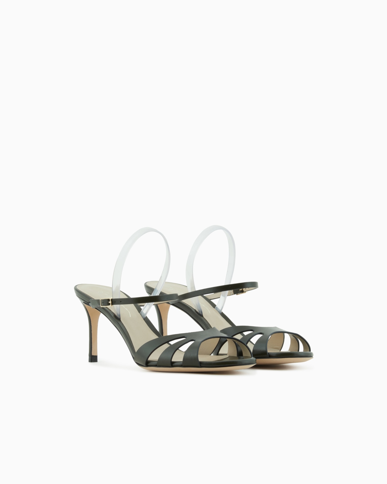 Heeled, nappa-leather sandals Slide 1