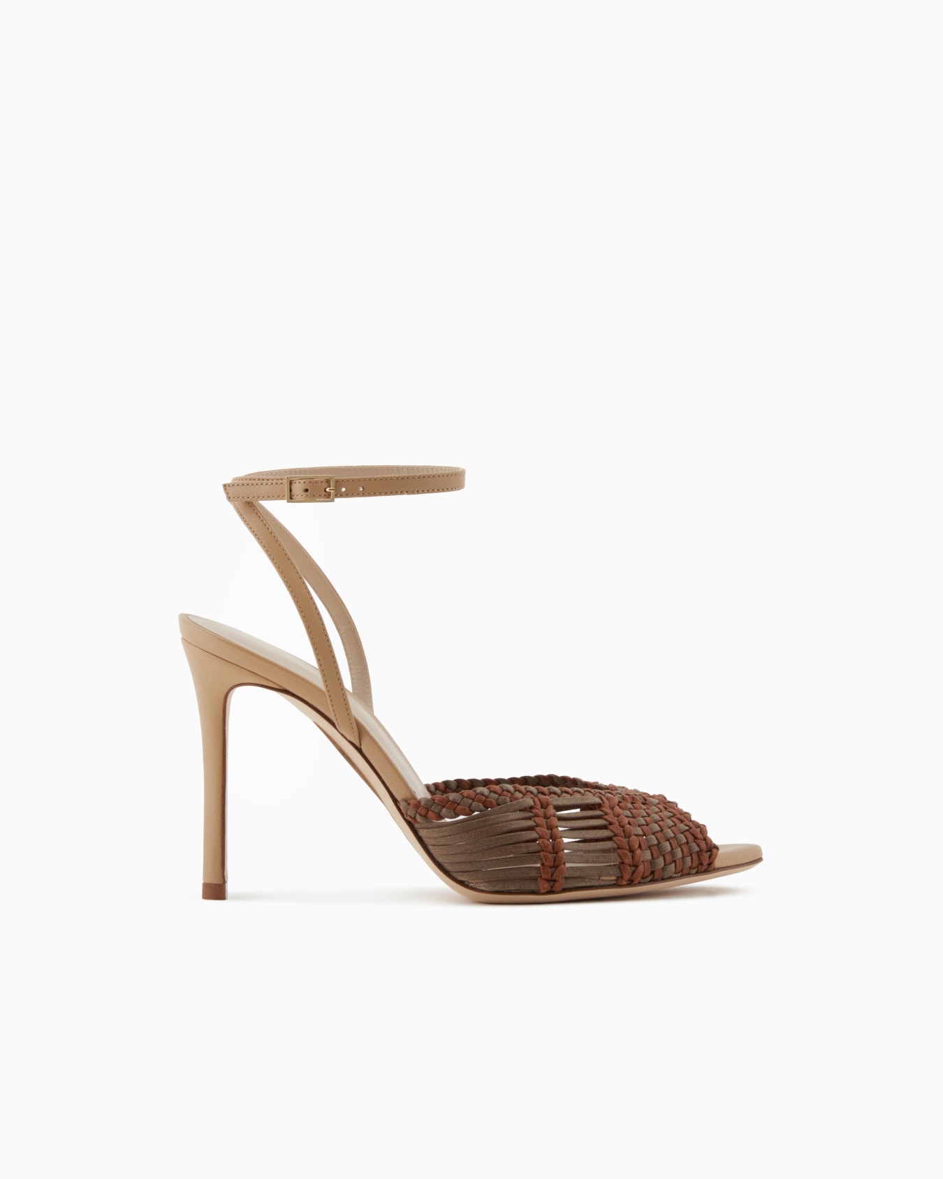Woven leather heeled sandals Slide 0