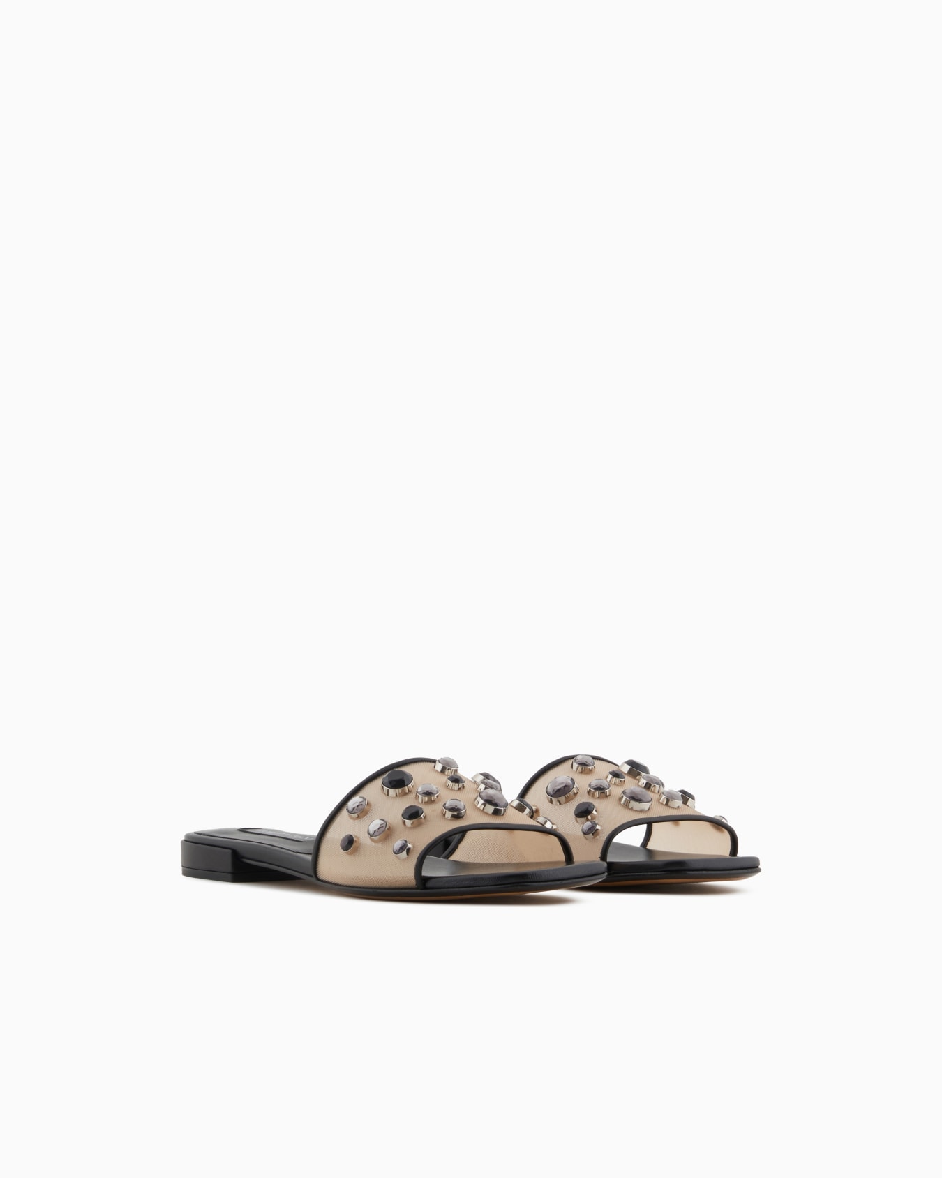Giorgio Armani x 10 Corso Como flat sandals in mesh and rhinestones bezels Slide 1