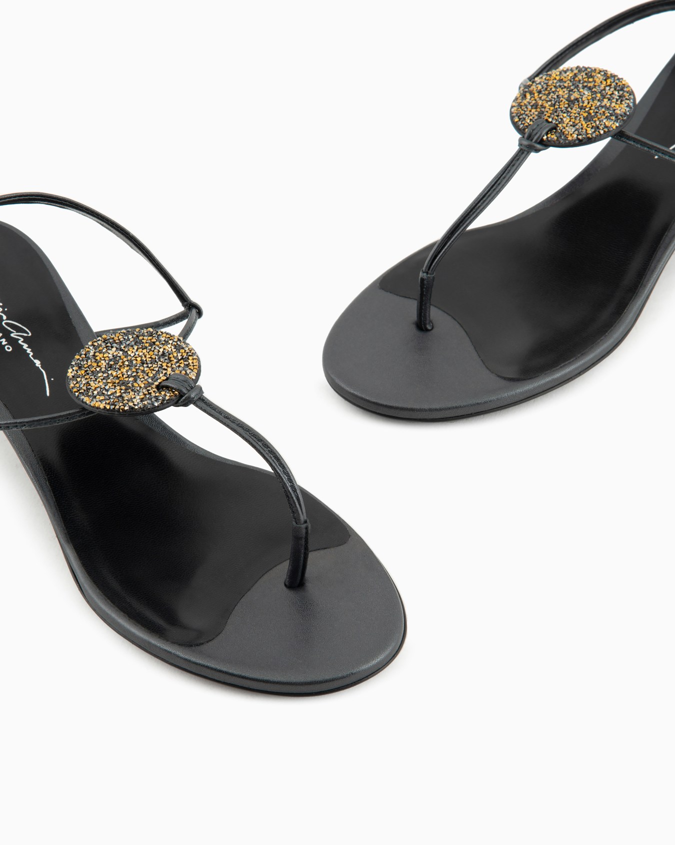 Laminated nappa-leather thong sandals with heels Slide 4