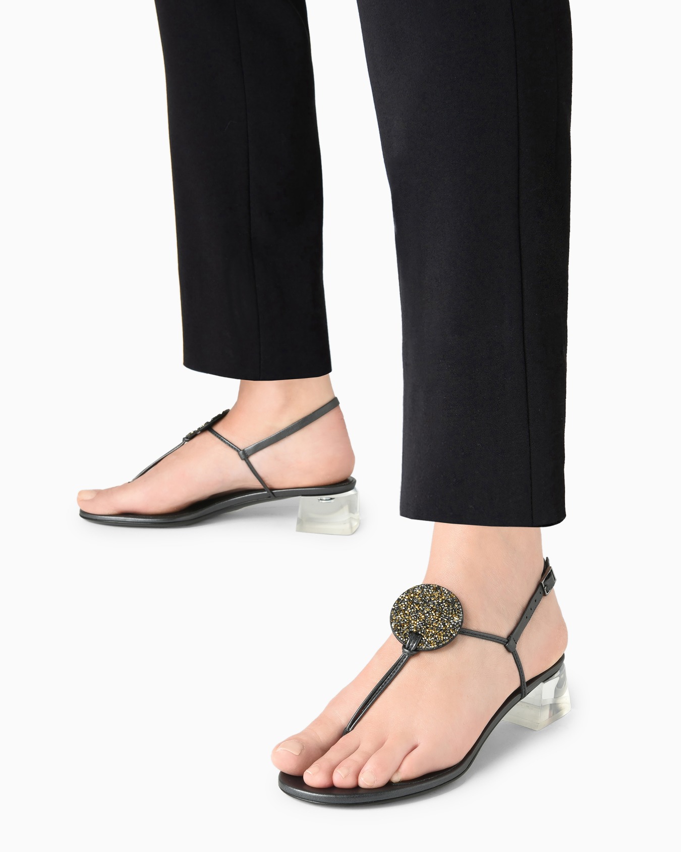 Laminated nappa-leather thong sandals with heels Slide 5