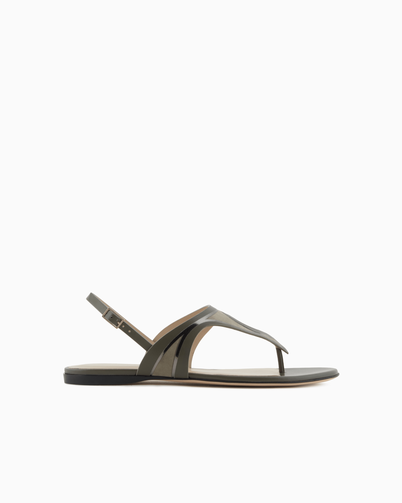 Leather and suede flat thong sandals Slide 0