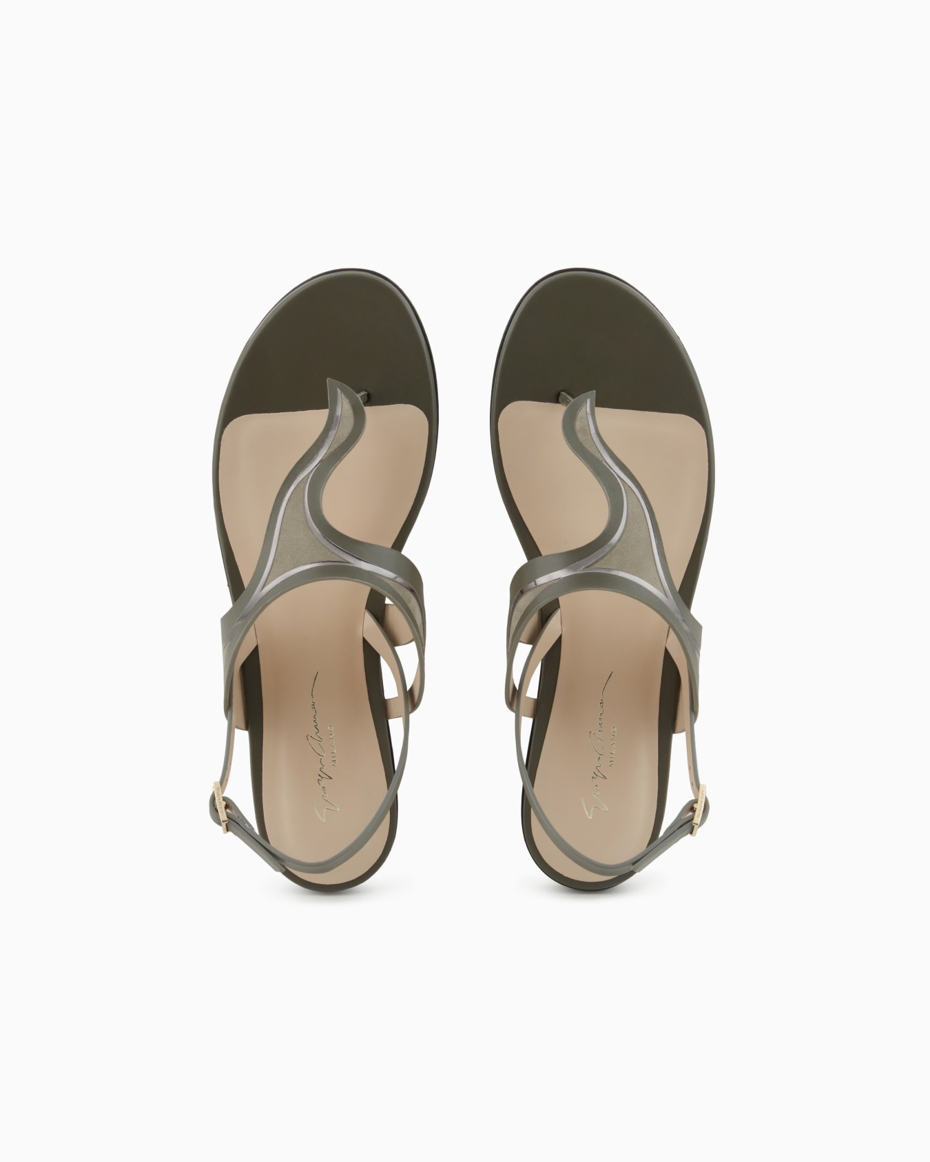 Leather and suede flat thong sandals Slide 2
