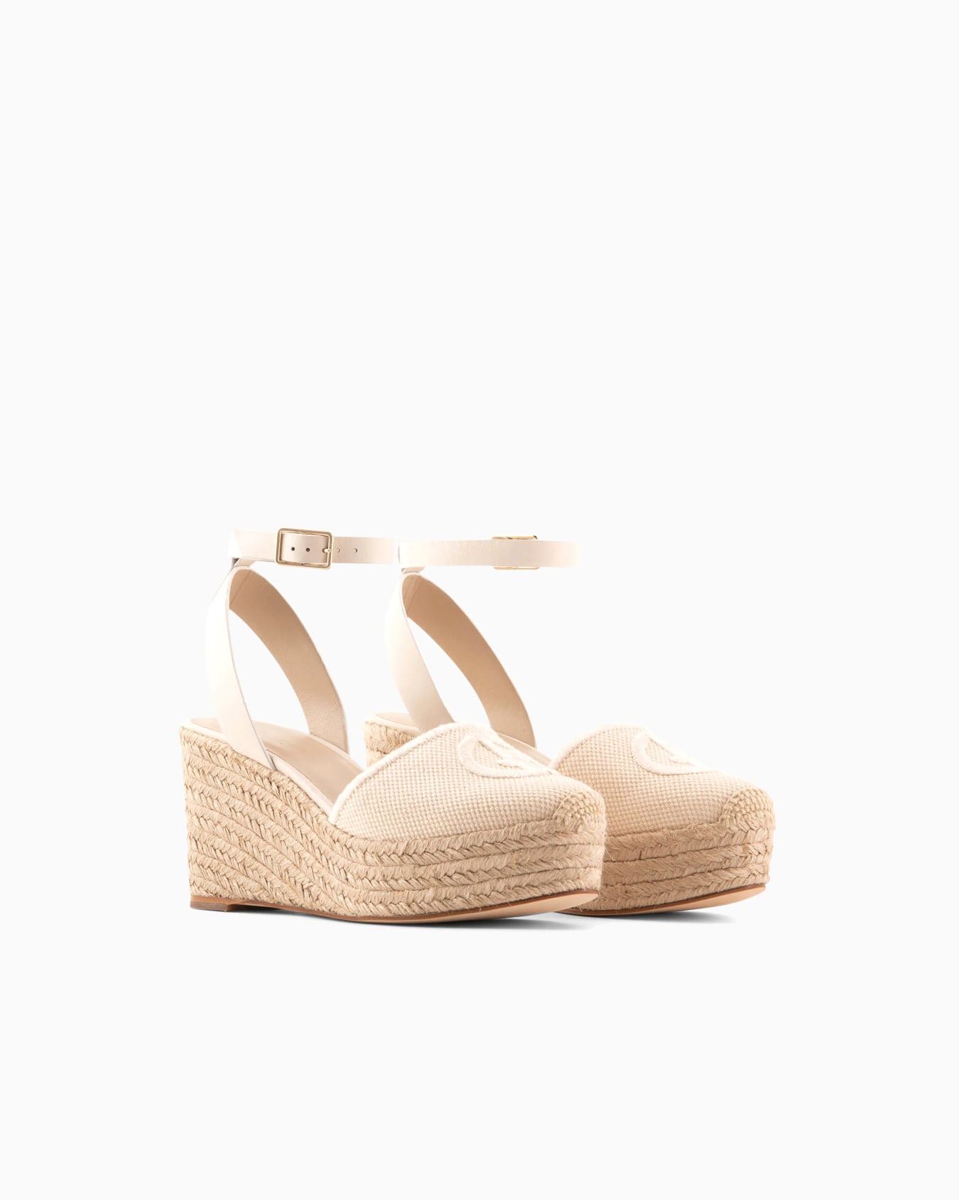 Cotton espadrilles with wedges and embroidered logo Diapositiva 1