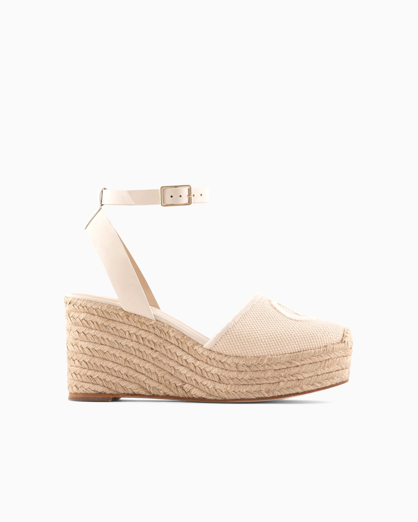 Espadrillas in cotone con zeppa e logo ricamato Slide 0