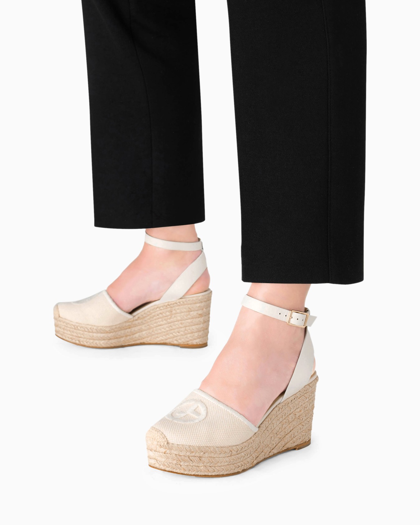 Cotton espadrilles with wedges and embroidered logo Diapositiva 5