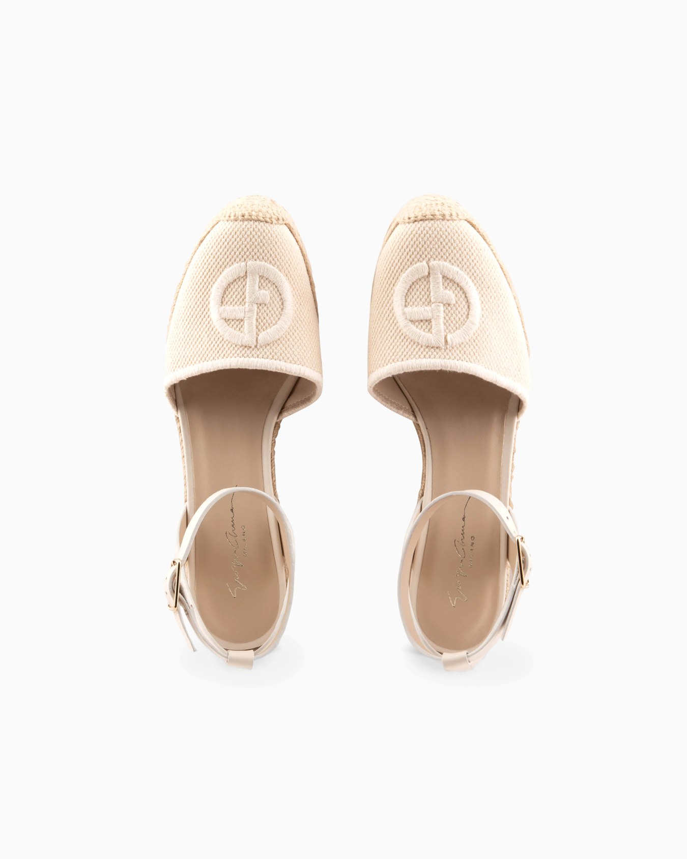 Espadrillas in cotone con zeppa e logo ricamato Slide 2