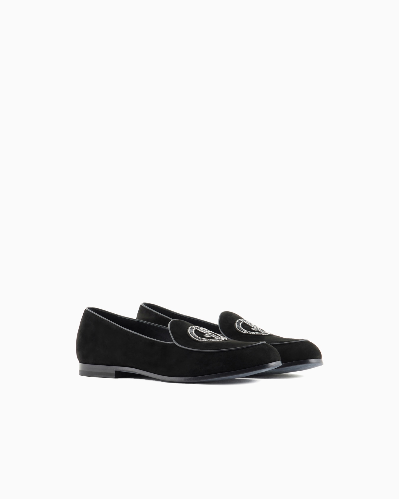Suede loafers with embroidered logo Slide 1
