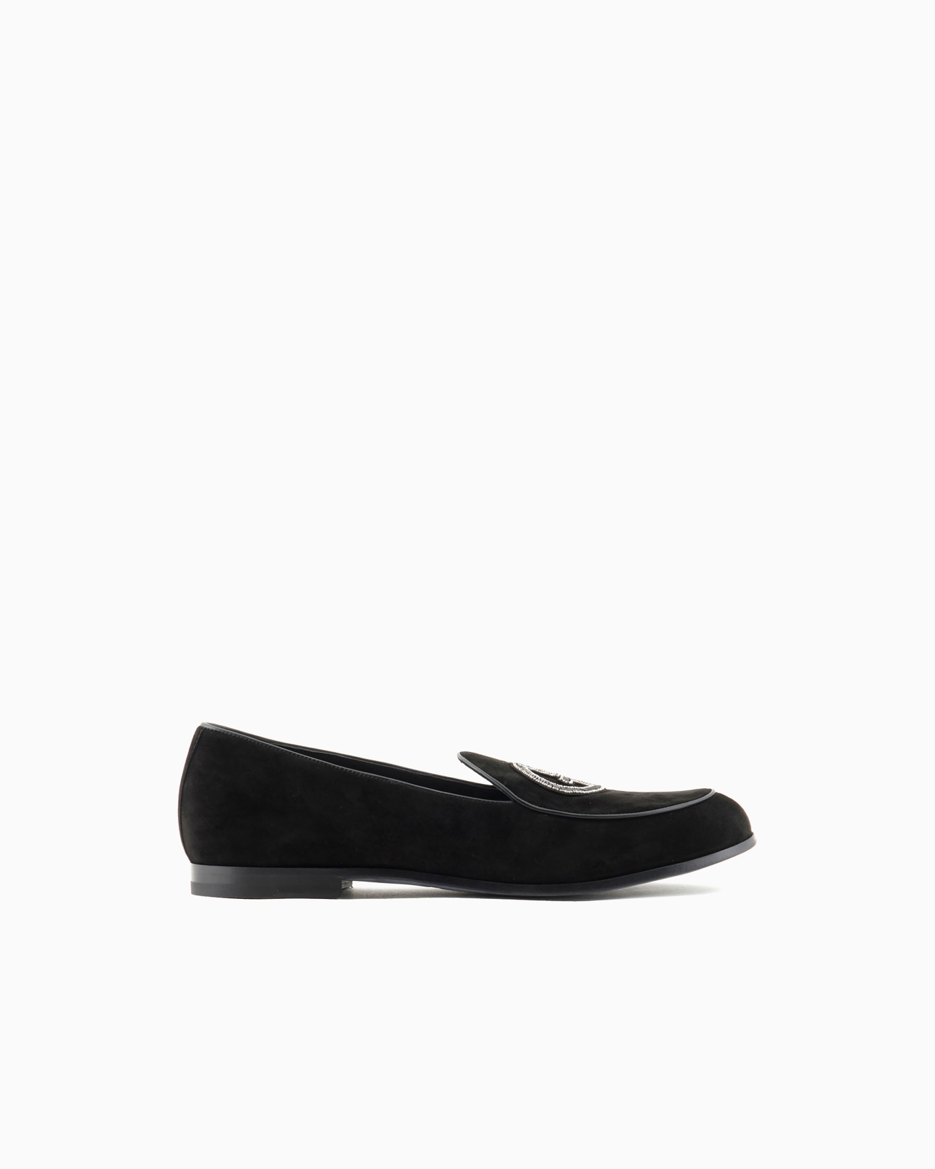 Suede loafers with embroidered logo Slide 0