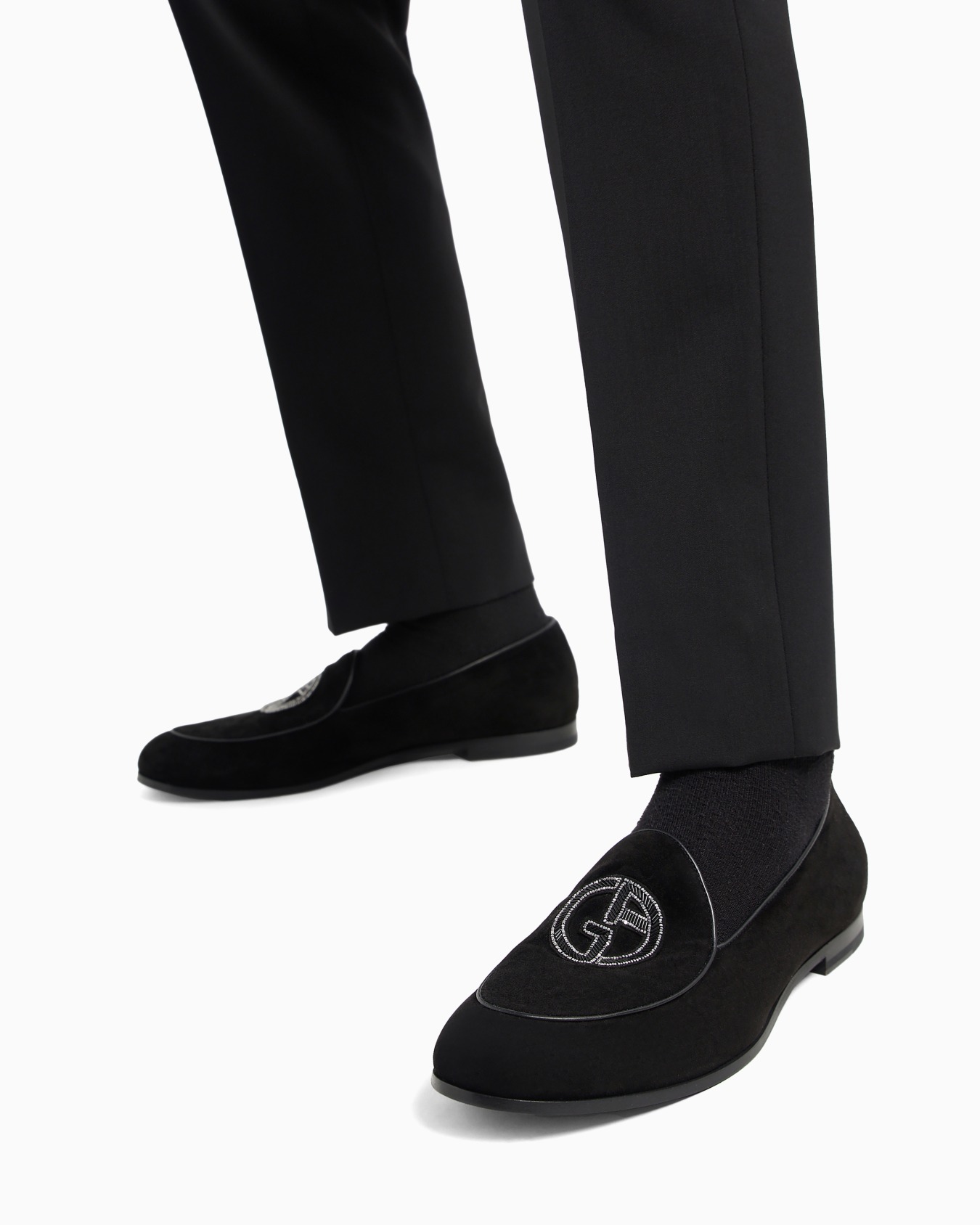 Suede loafers with embroidered logo Slide 6
