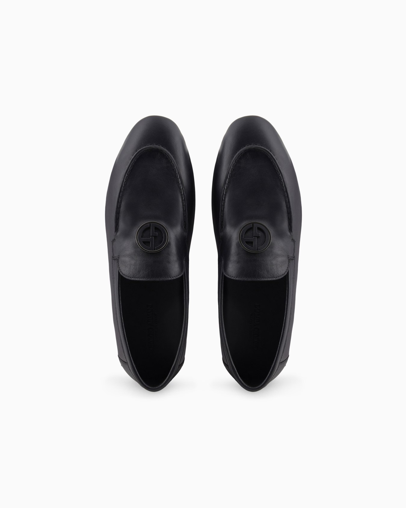 Leather loafers with metal logo Slide 2