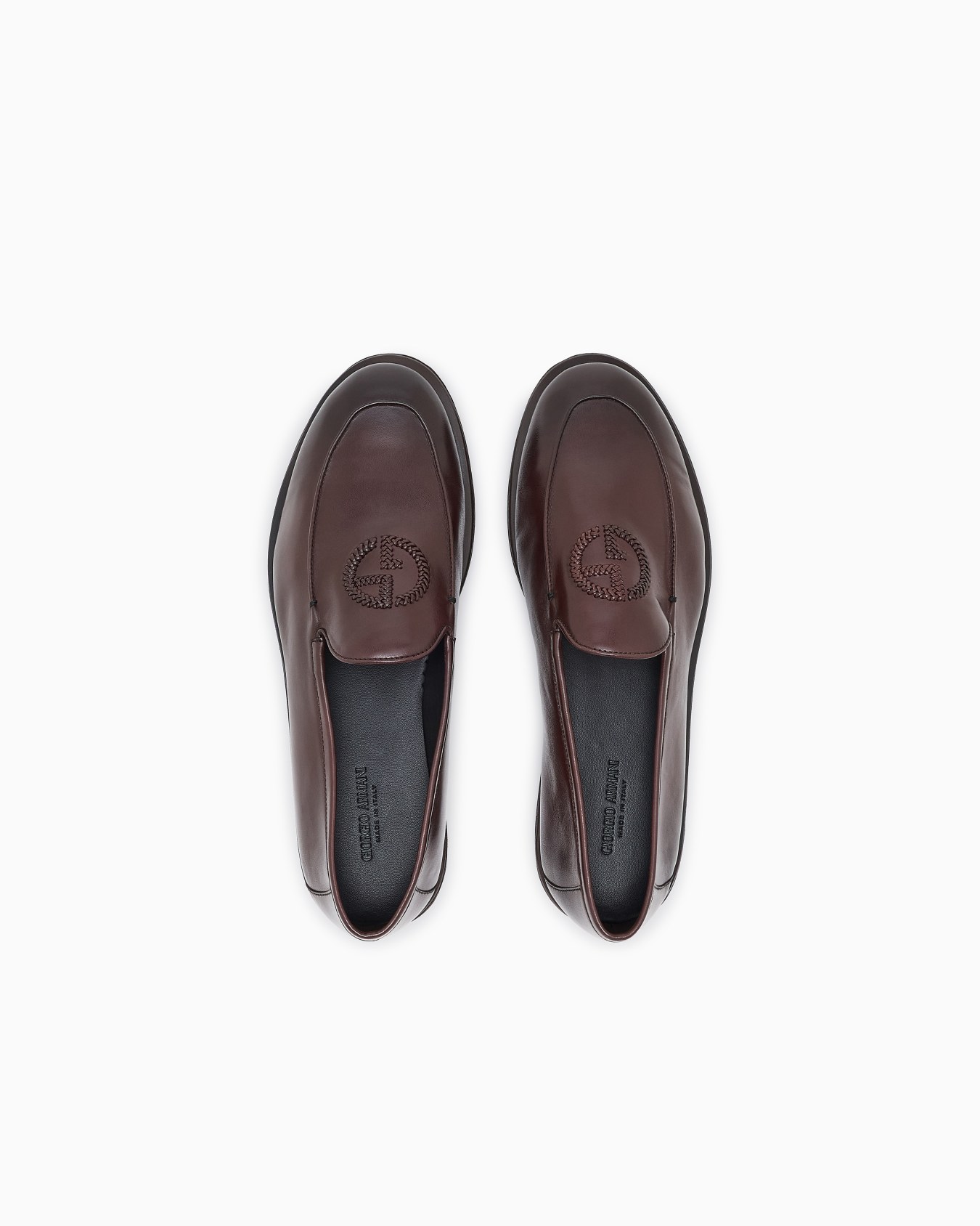 Vintage nappa leather loafers with embroidered logo Slide 2