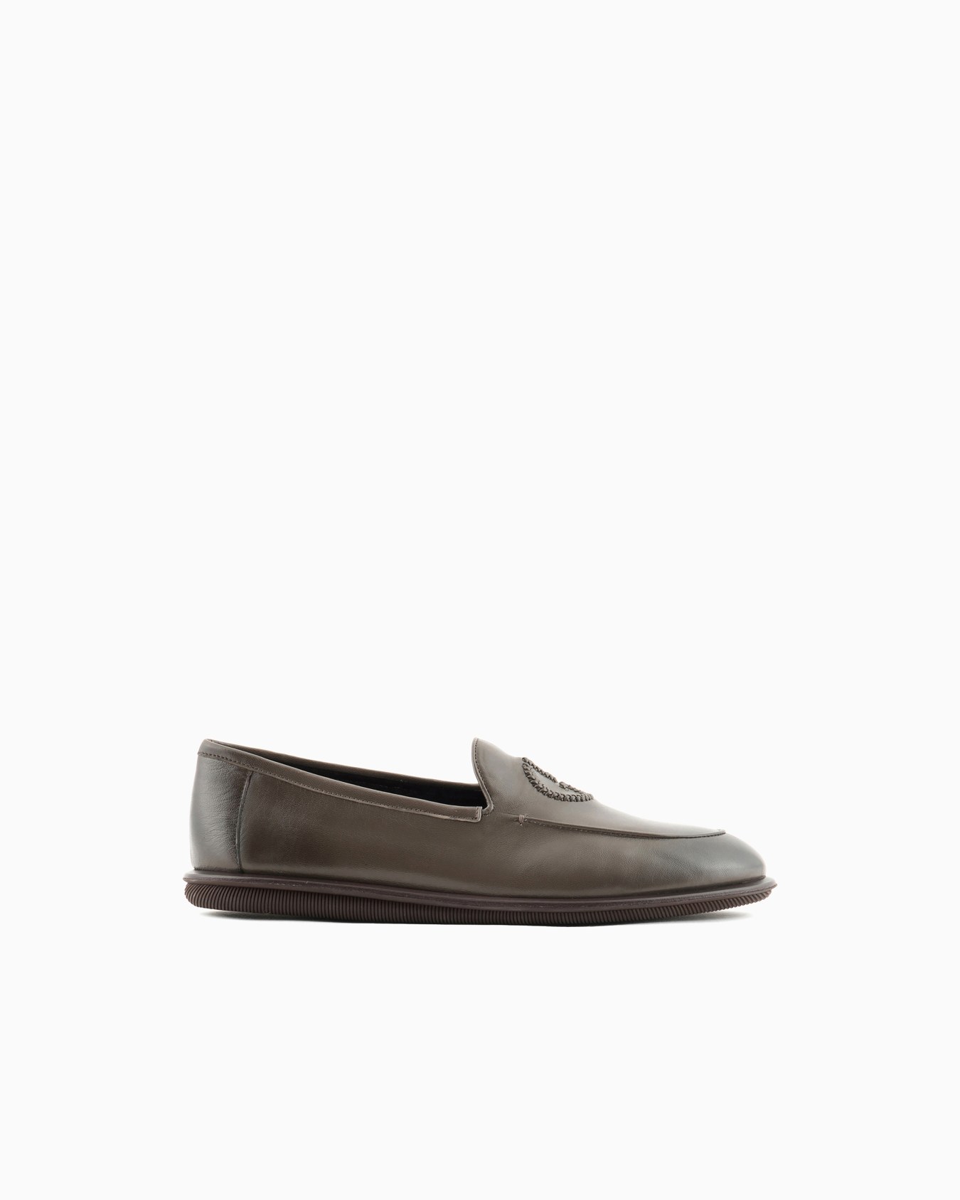 Vintage nappa leather loafers with embroidered logo Slide 0