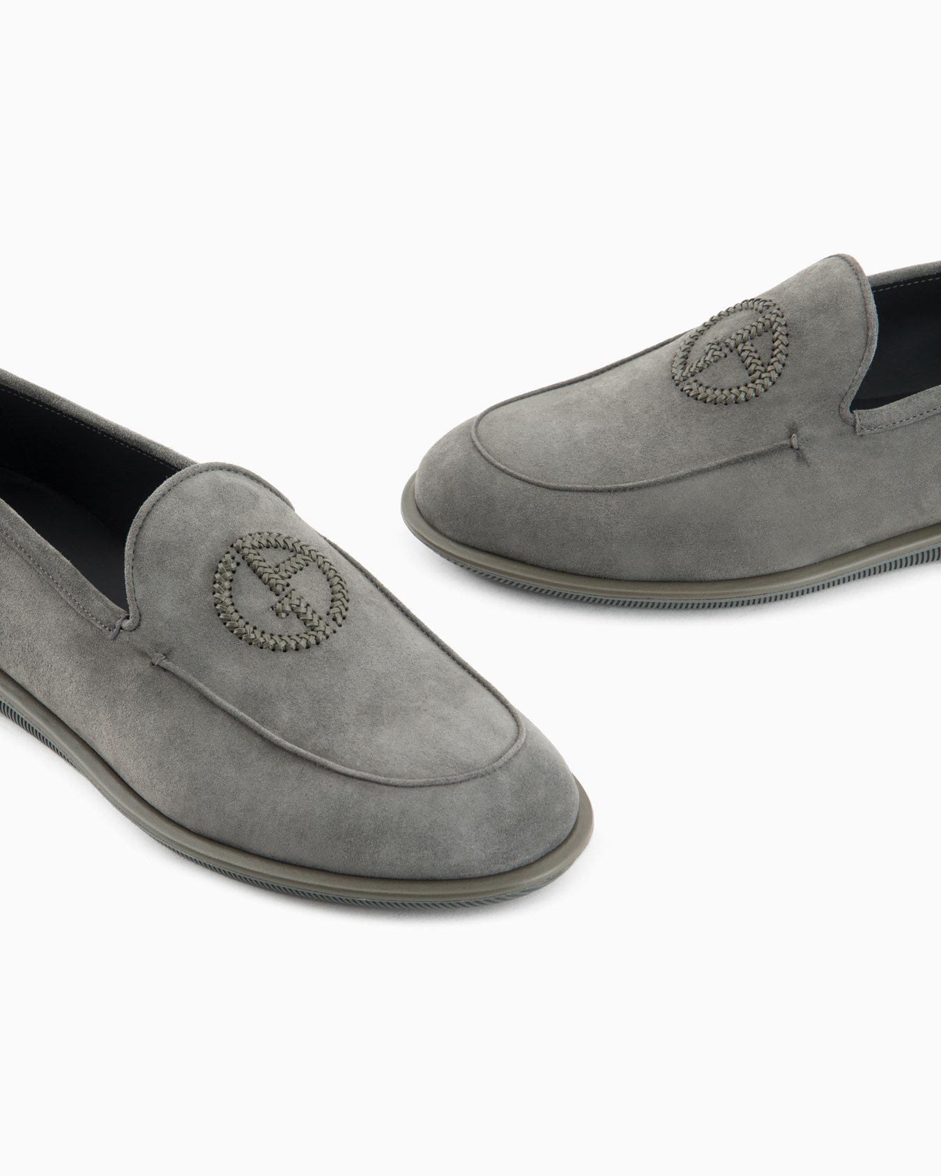 Suede loafers with embroidered logo Slide 4