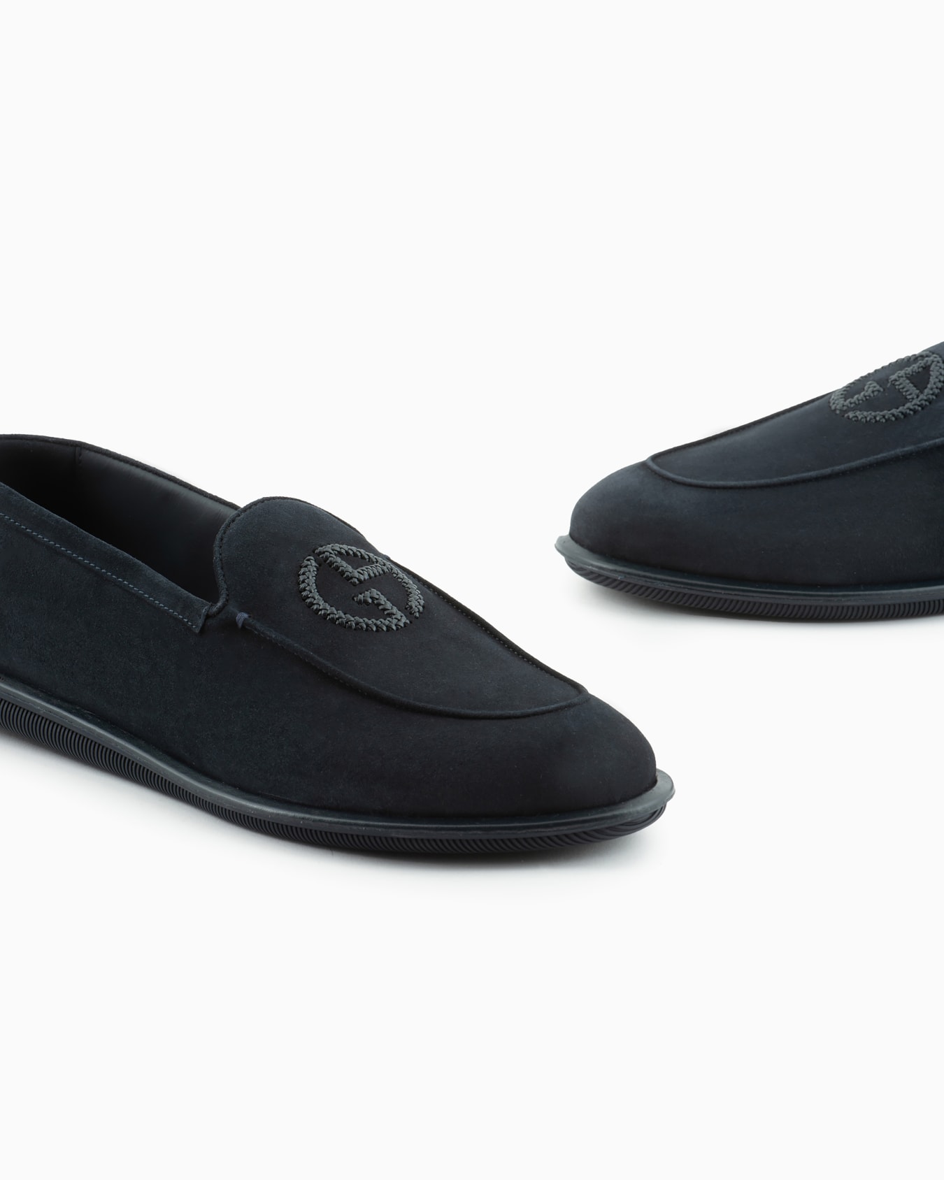 Suede loafers with embroidered logo Slide 4