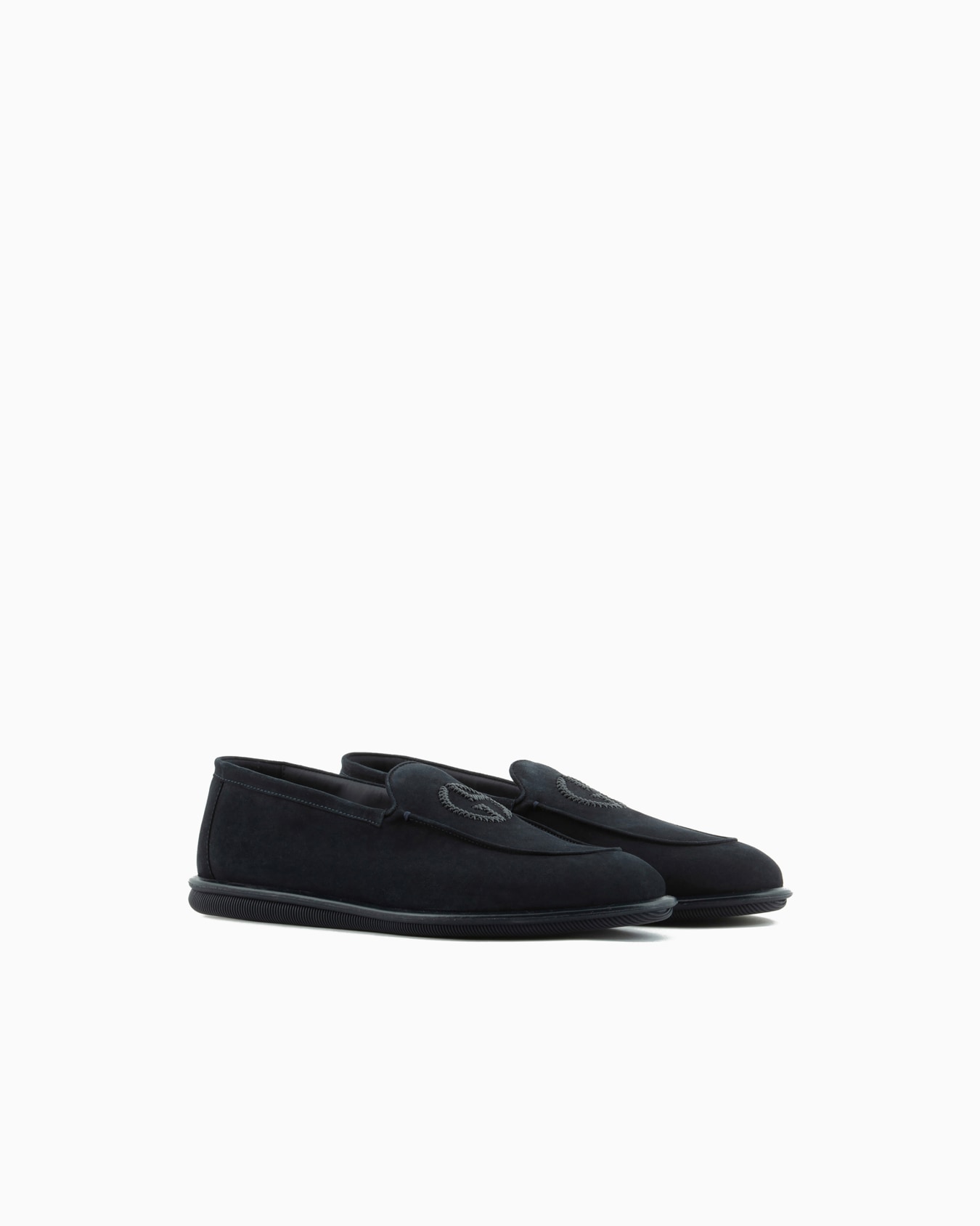 Suede loafers with embroidered logo Slide 1
