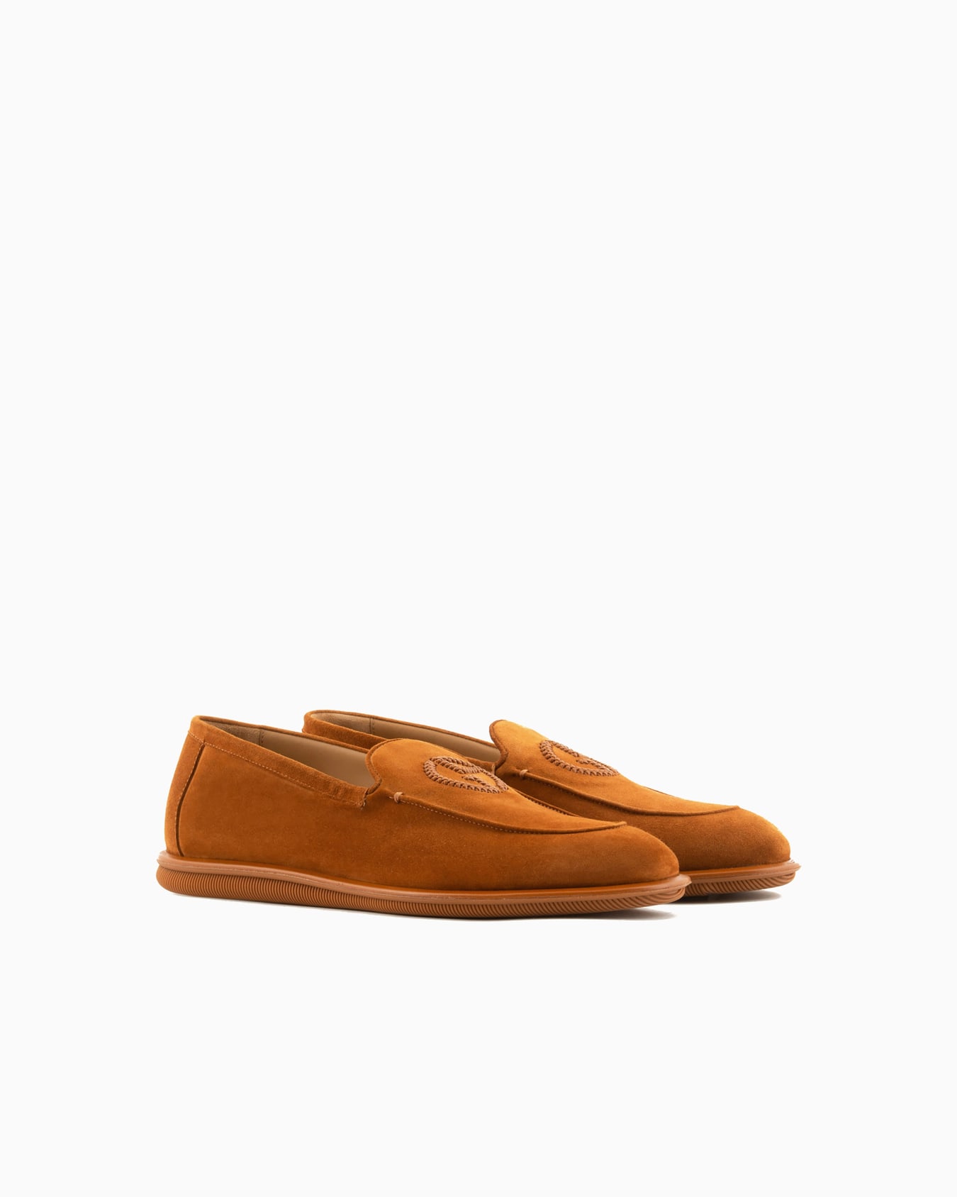 Suede loafers with embroidered logo Slide 1