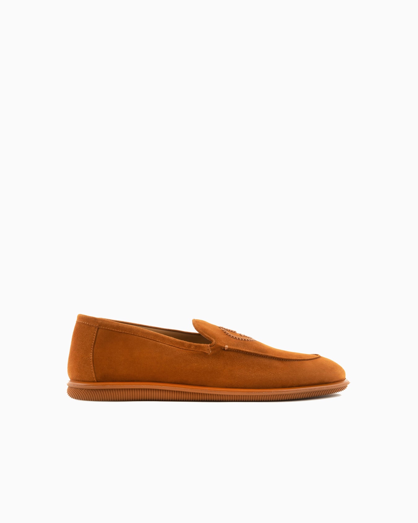 Suede loafers with embroidered logo Slide 0