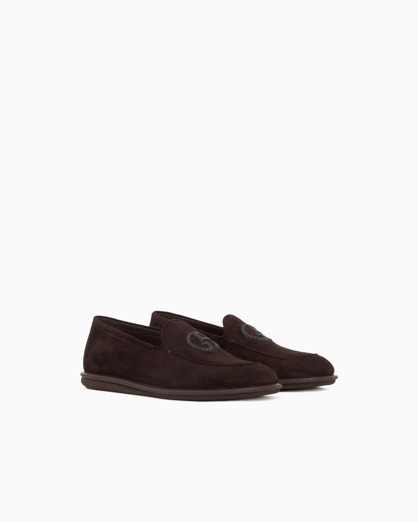 Suede loafers with embroidered logo Slide 1