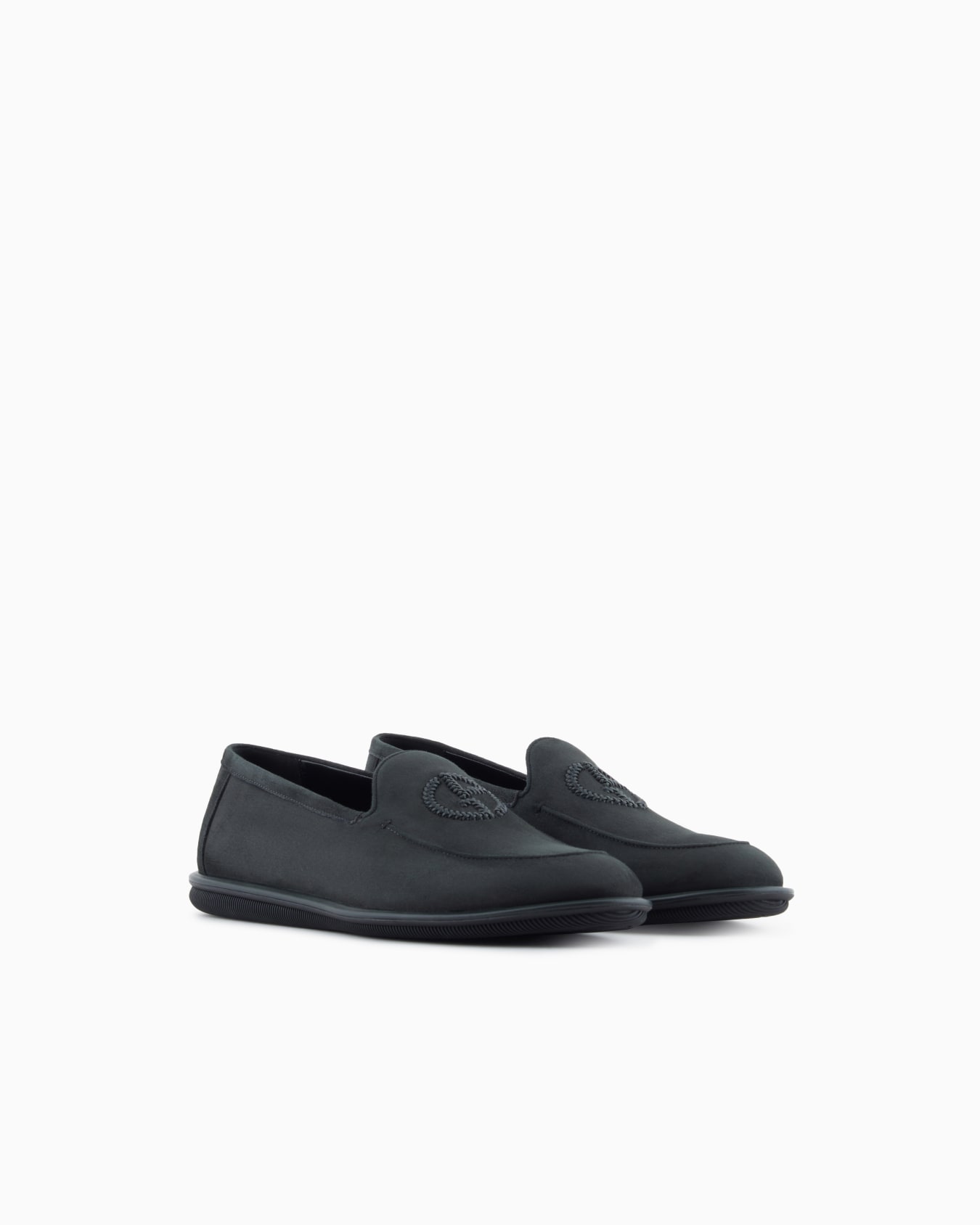 Mocasines de ante con logotipo bordado Diapositiva 1