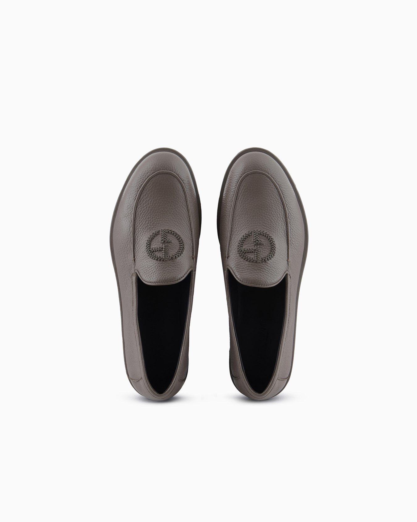 Deerskin loafers with embroidered logo Slide 2