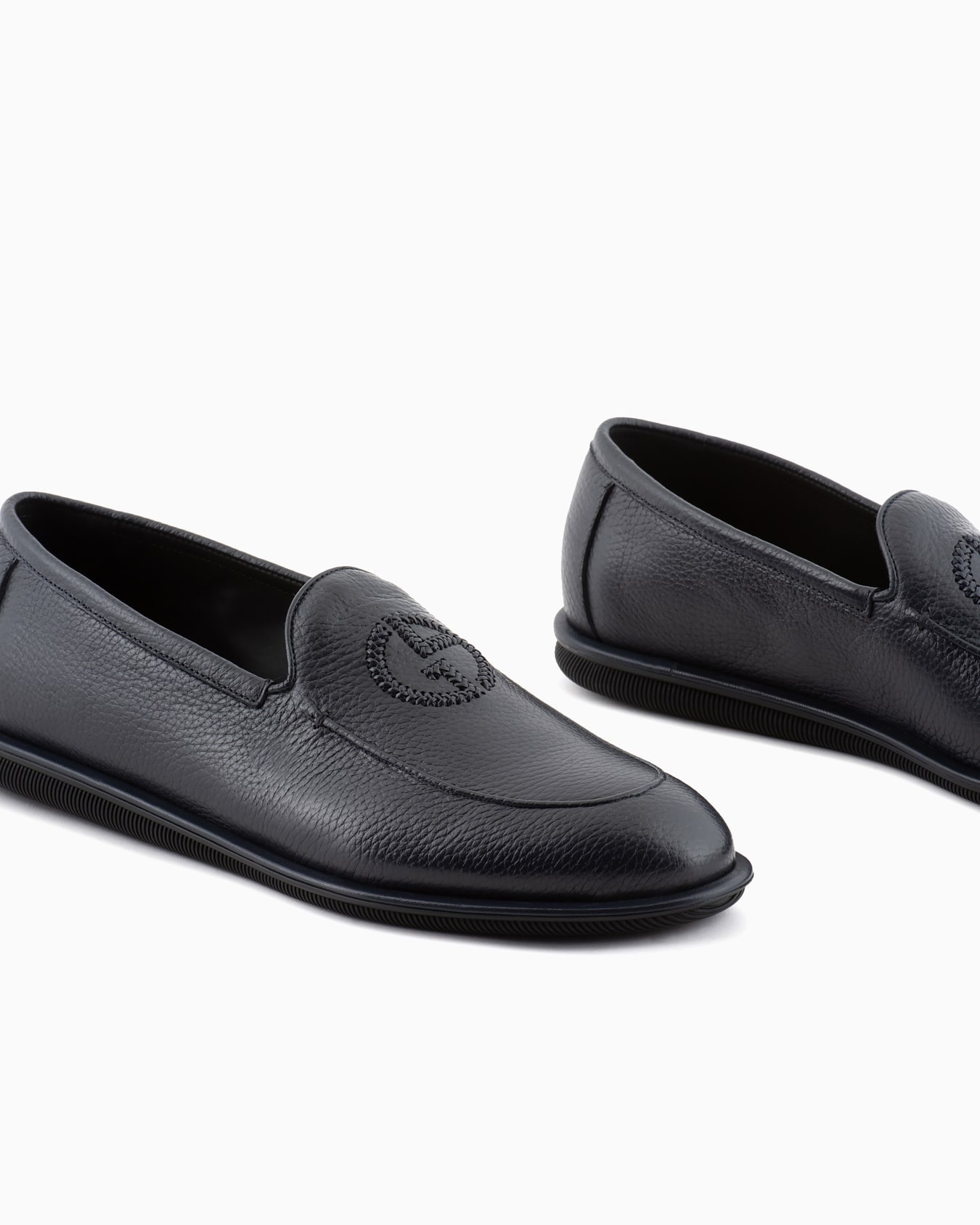 Deerskin loafers with embroidered logo Slide 4