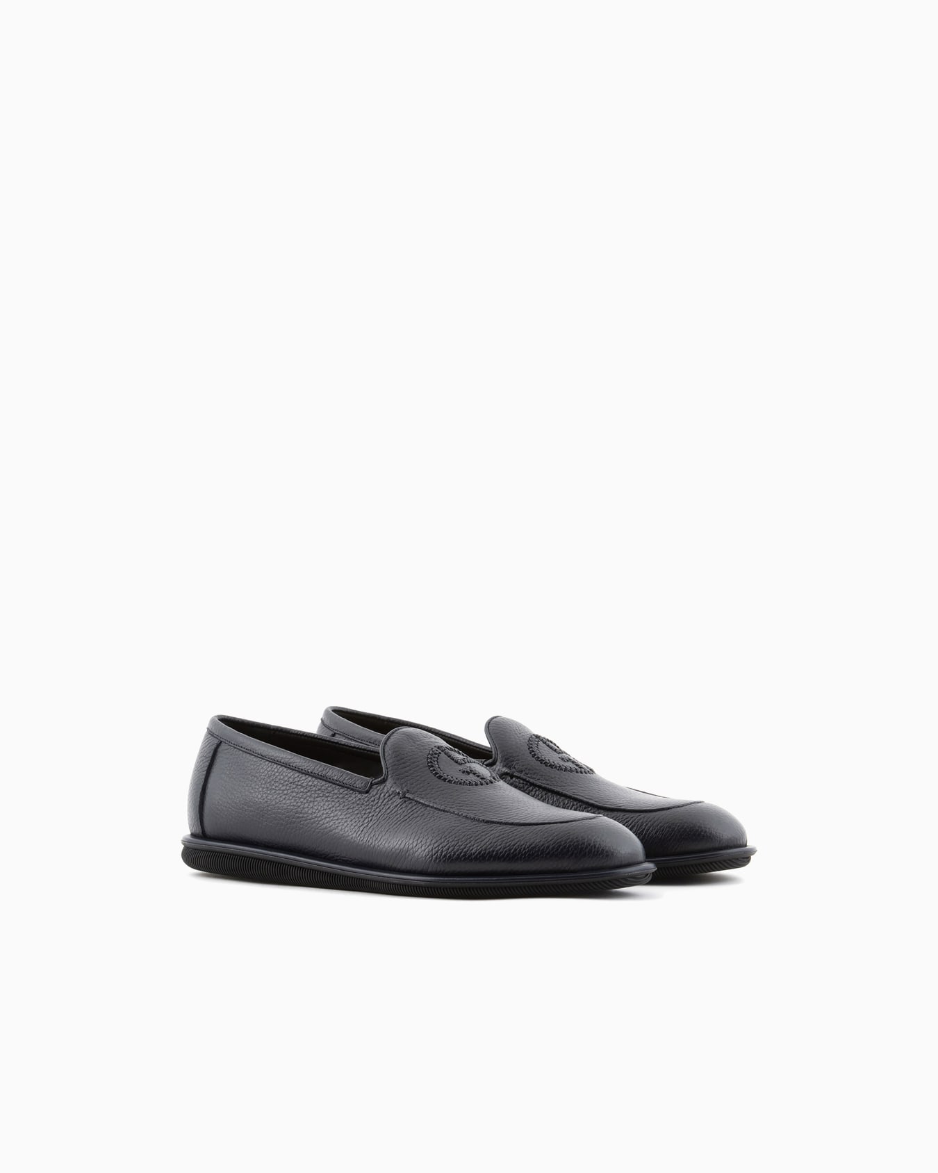 Deerskin loafers with embroidered logo Slide 1