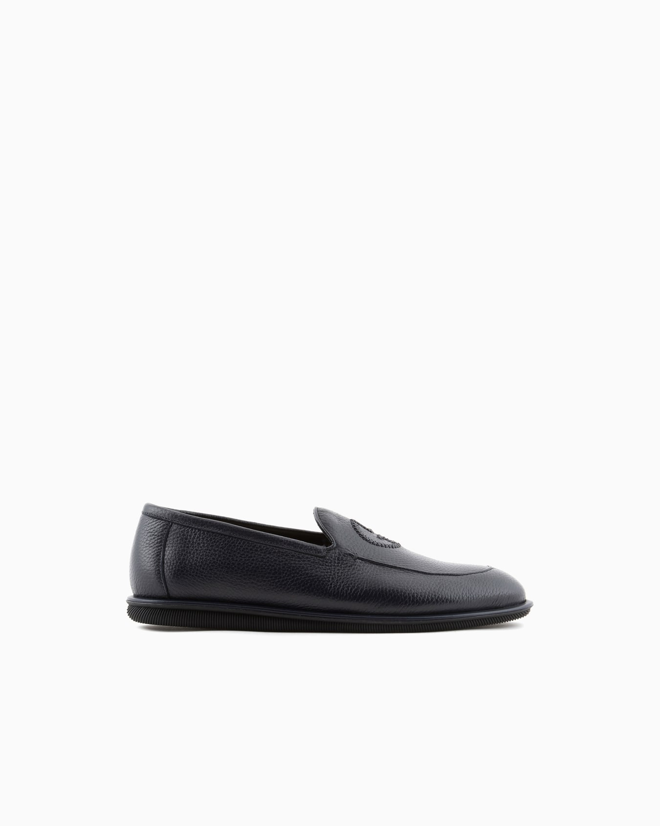 Deerskin loafers with embroidered logo Slide 0