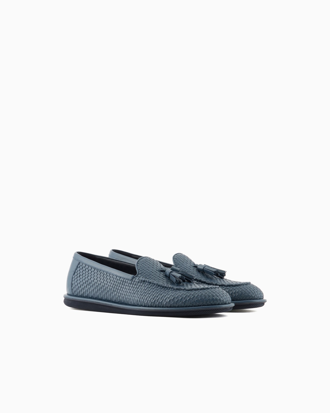 Woven nappa leather loafers with tassels Slide 1