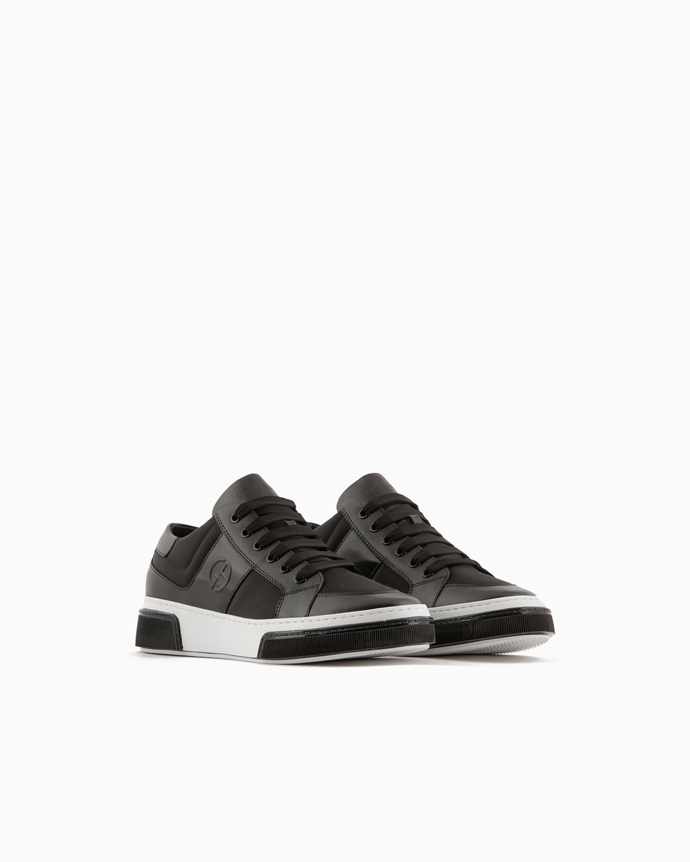 Leather and fabric sneakers Slide 1