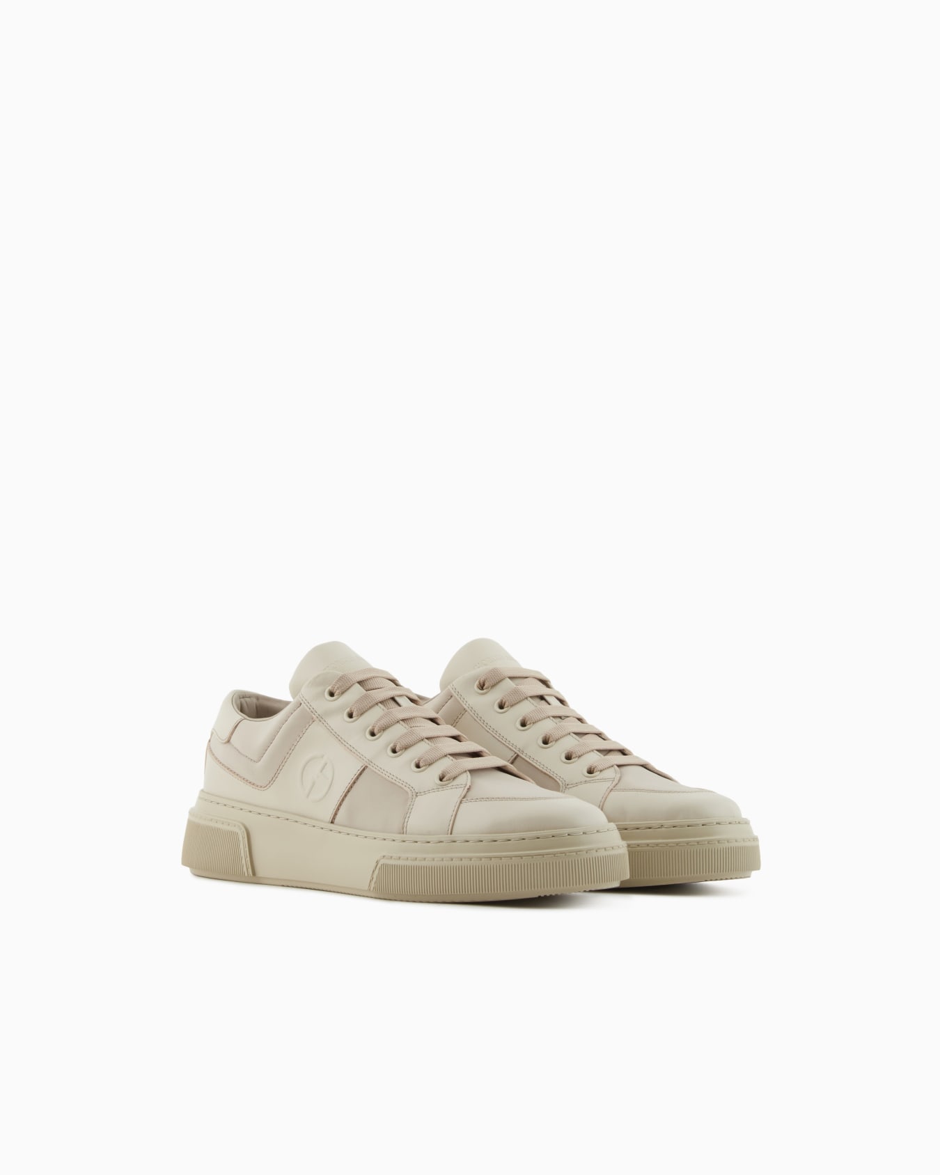 Leather and fabric sneakers Slide 1