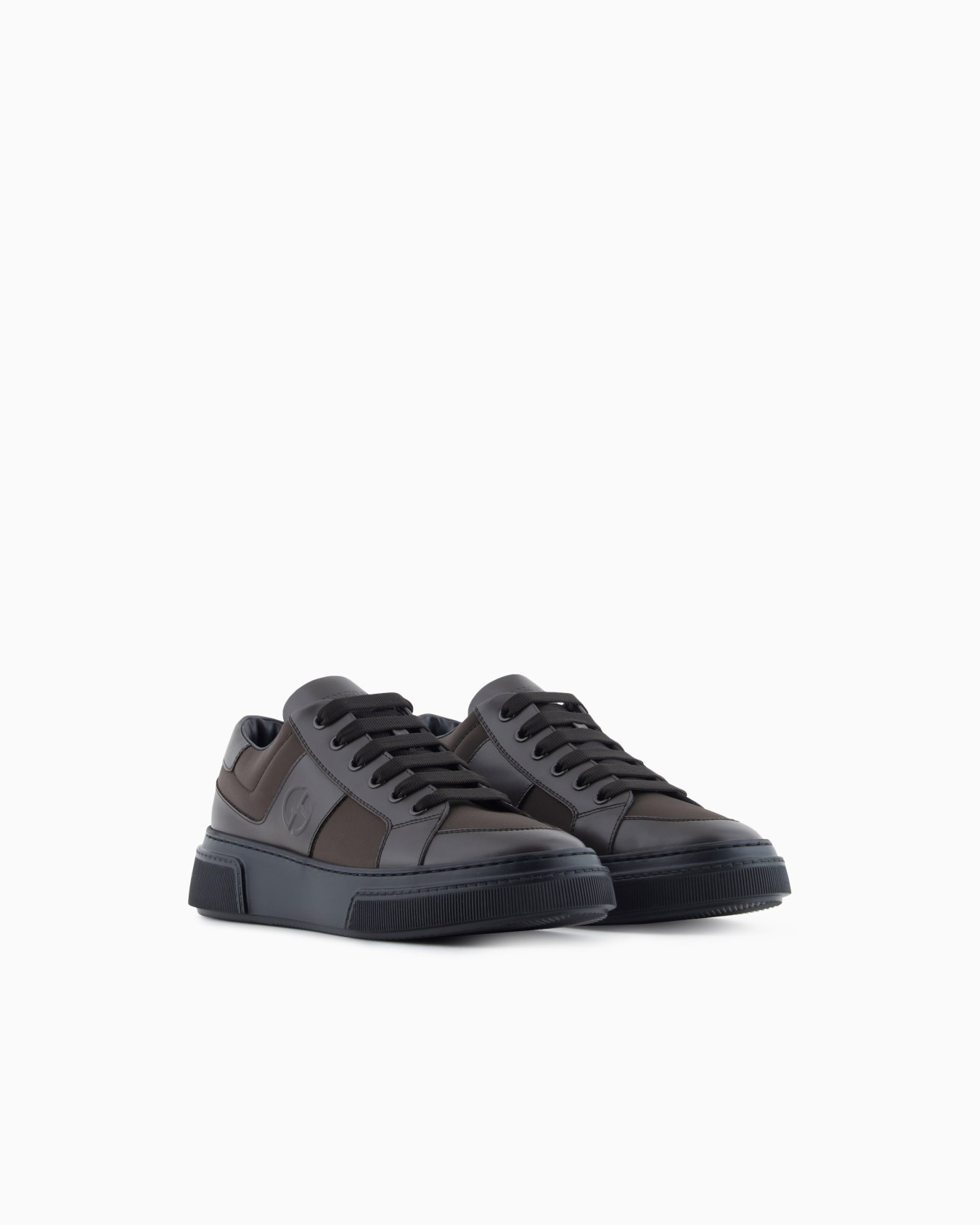 Leather and fabric sneakers Slide 1
