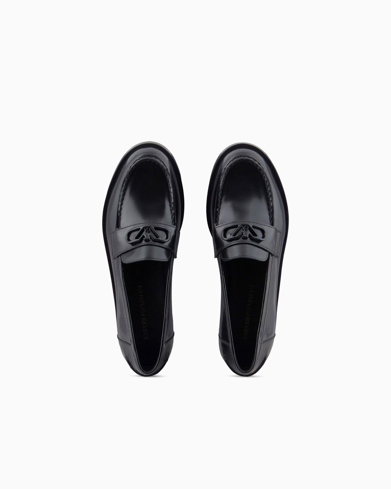Brushed leather loafers with eagle plate Slide 2