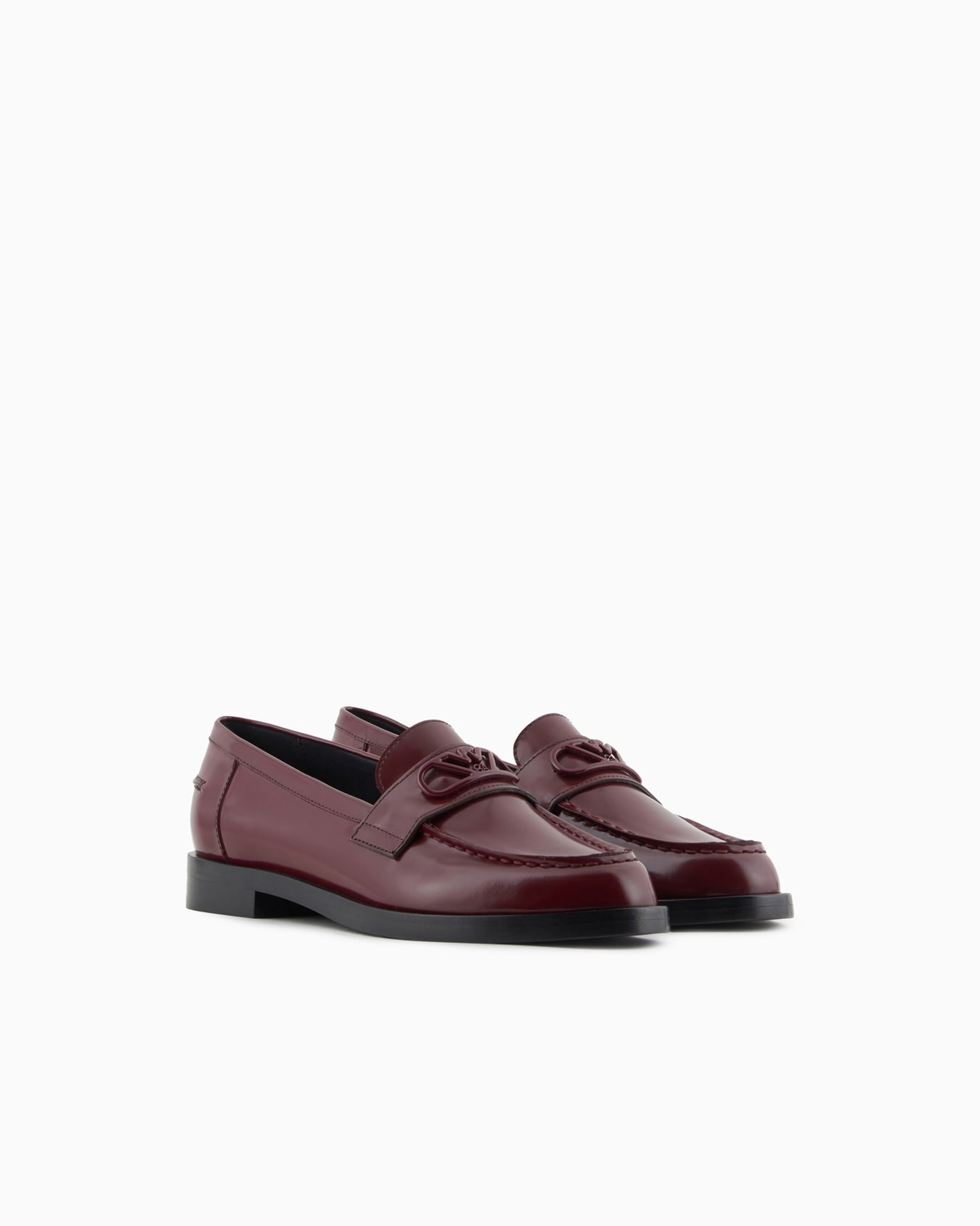 Brushed leather loafers with eagle plate Slide 1