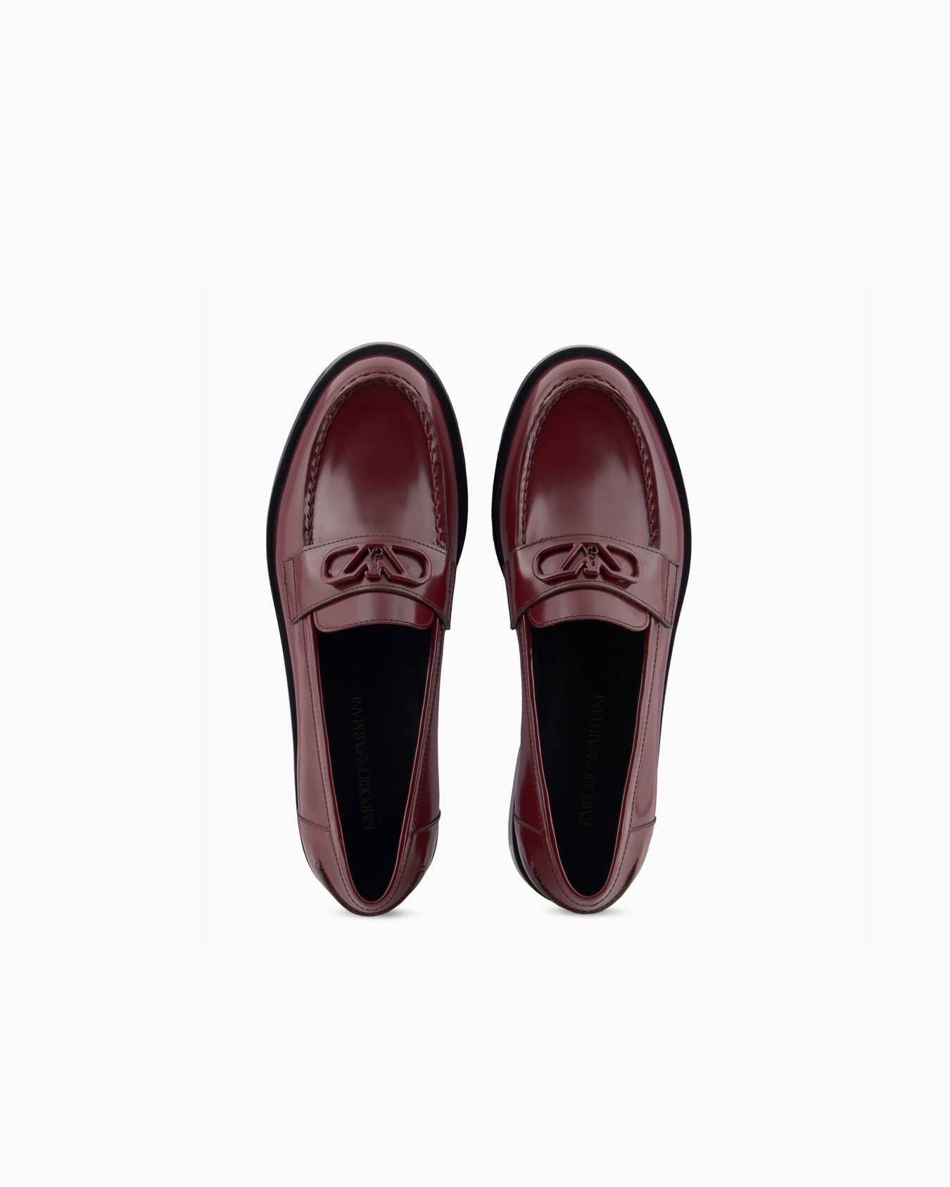 Brushed leather loafers with eagle plate Slide 2