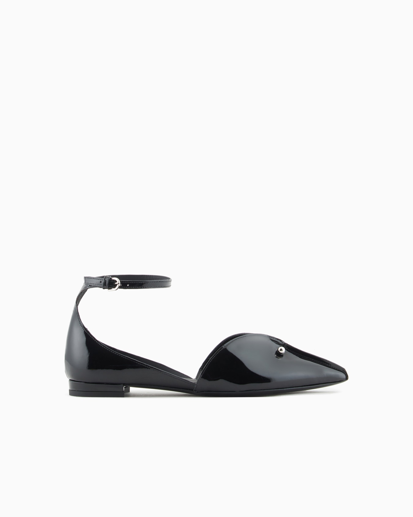 Patent-leather pointed-toe ballerinas with a strap and piercing Slide 0
