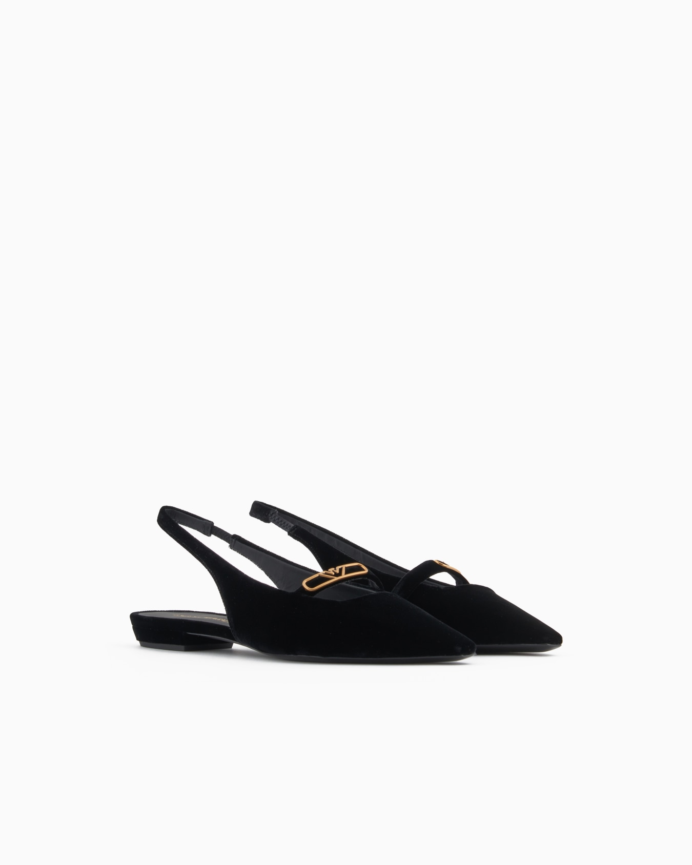 Slingback ballerinas made of velvet, with eagle plate Slide 1