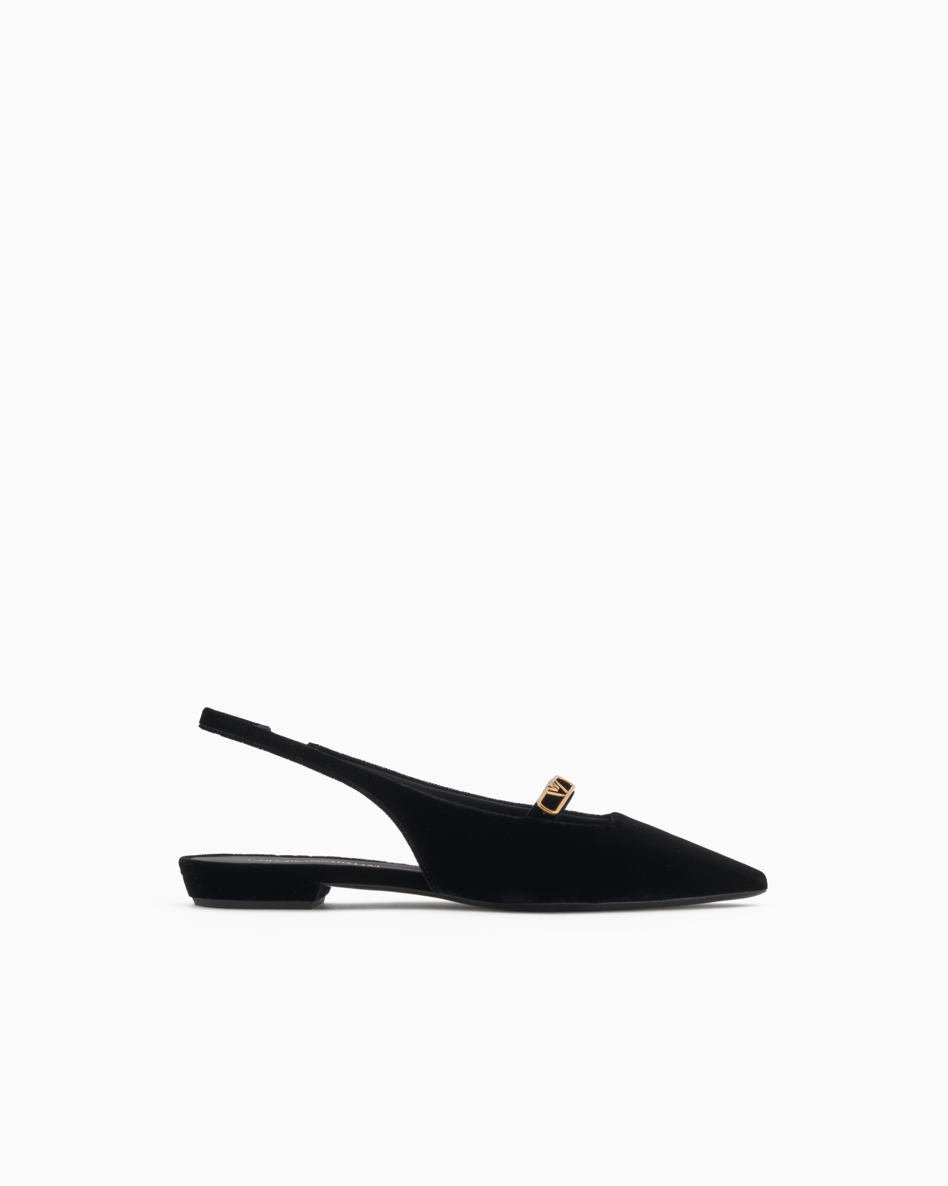 Slingback ballerinas made of velvet, with eagle plate Slide 0