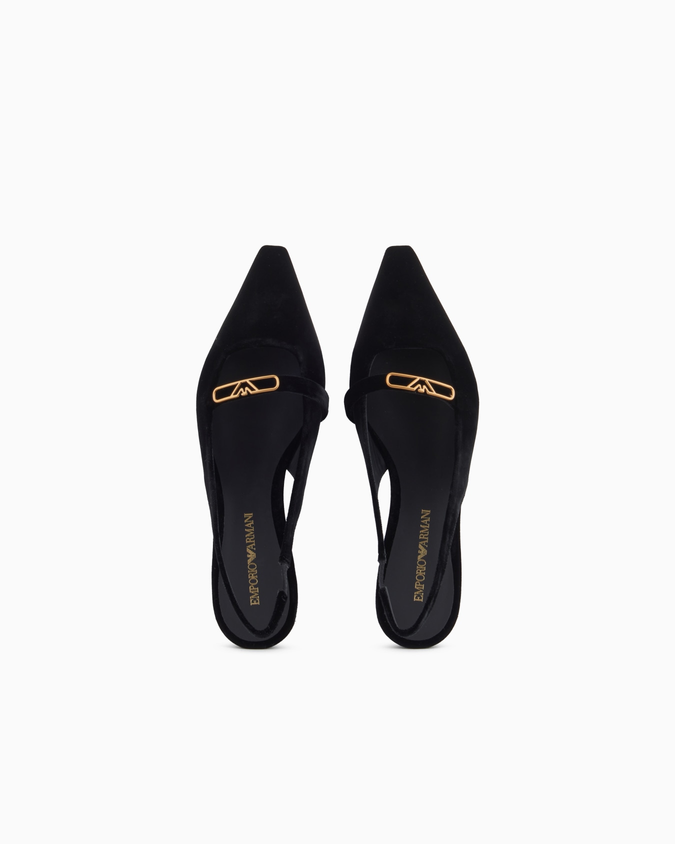 Slingback ballerinas made of velvet, with eagle plate Slide 2