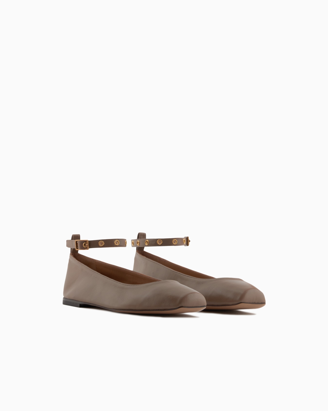 Nappa-leather square-toed ballerinas with strap  Slide 1