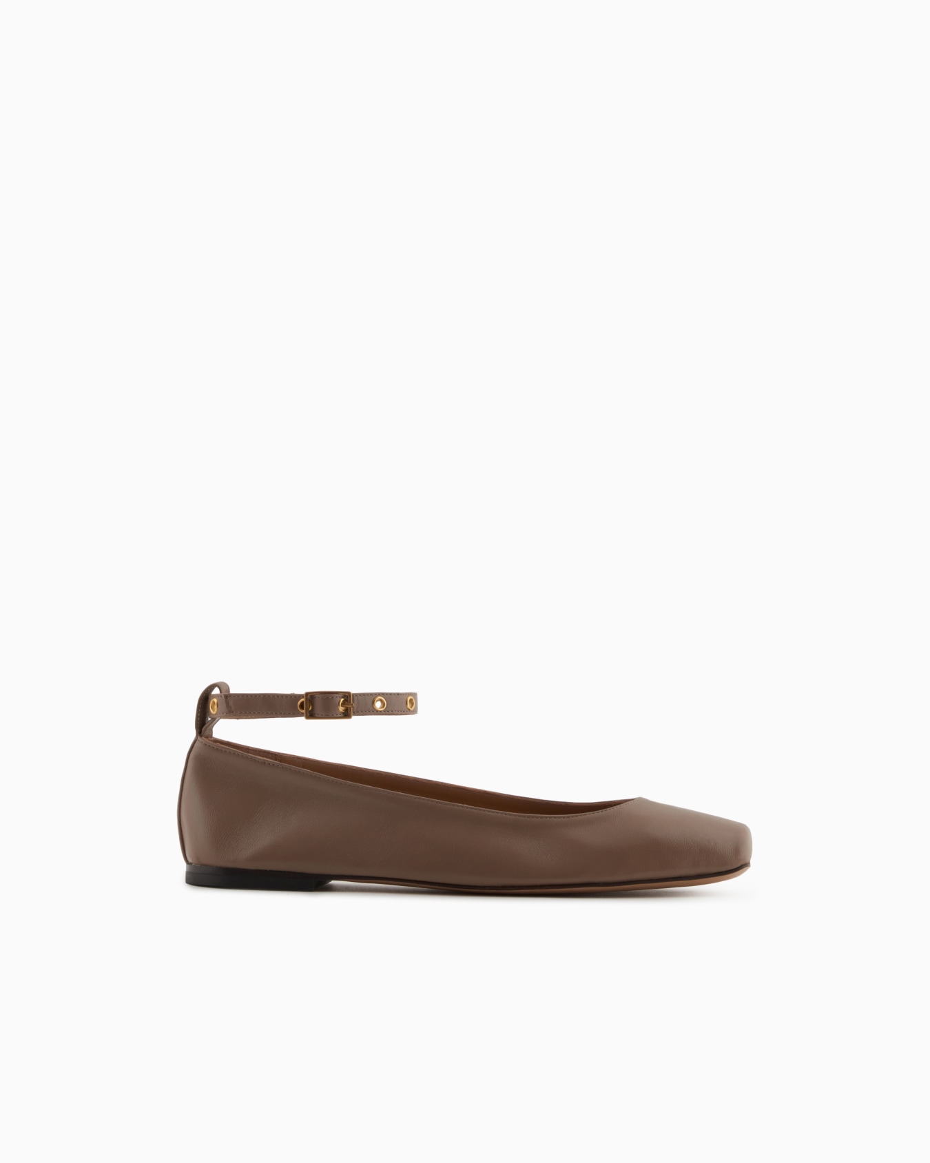Nappa-leather square-toed ballerinas with strap  Slide 0