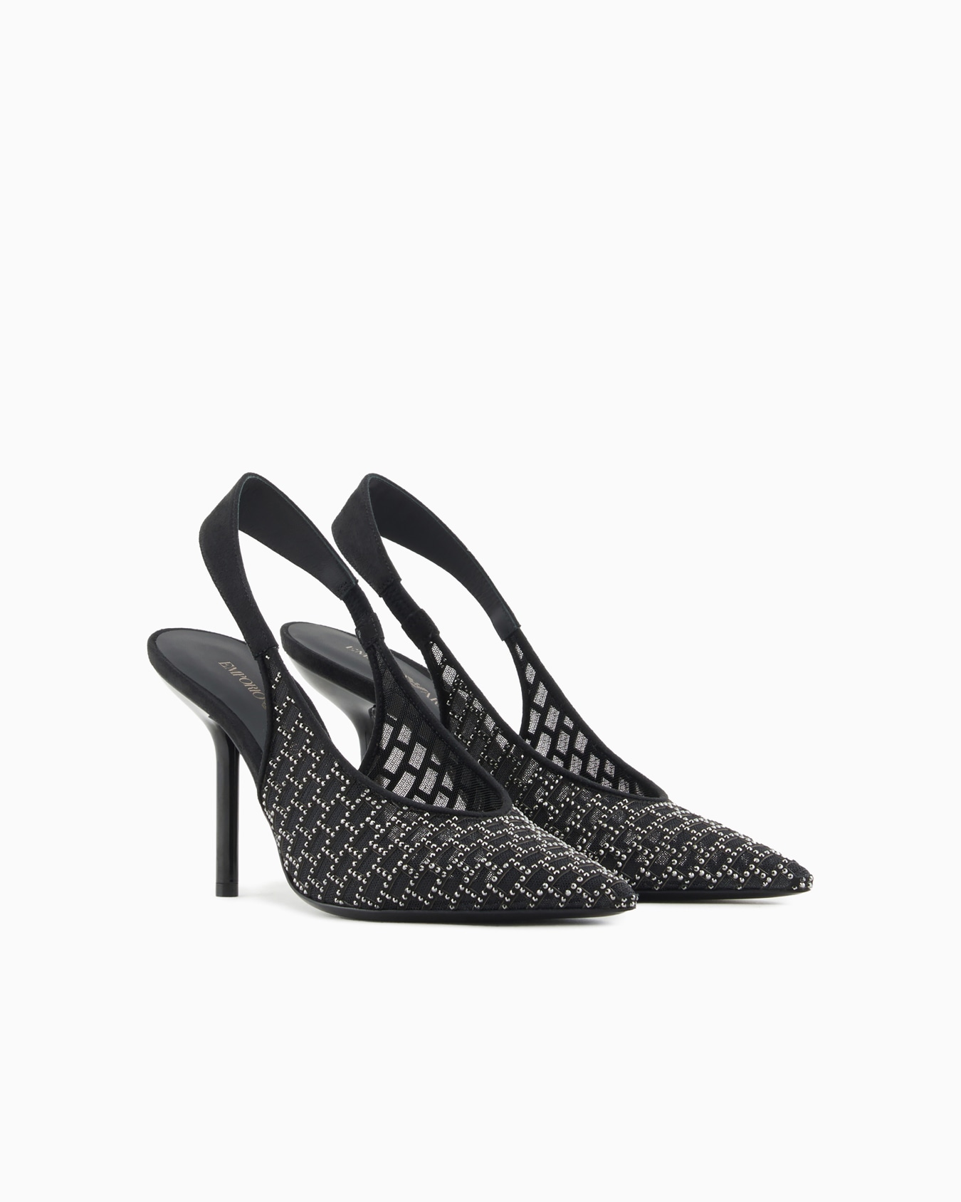 Pointed slingback court shoes with graphic rhinestone pattern Slide 1