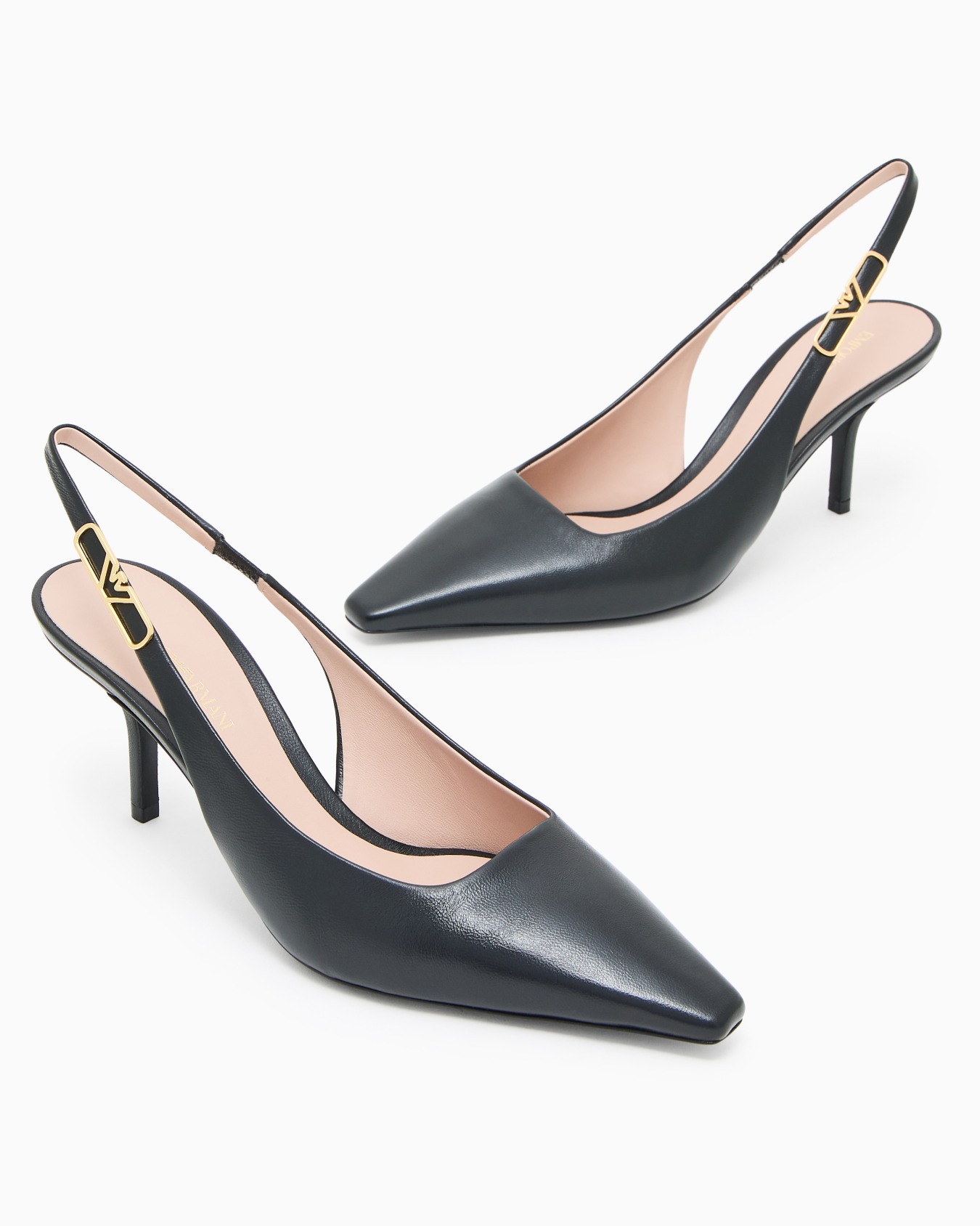 Nappa-leather slingback court shoes with eagle plate Slide 4